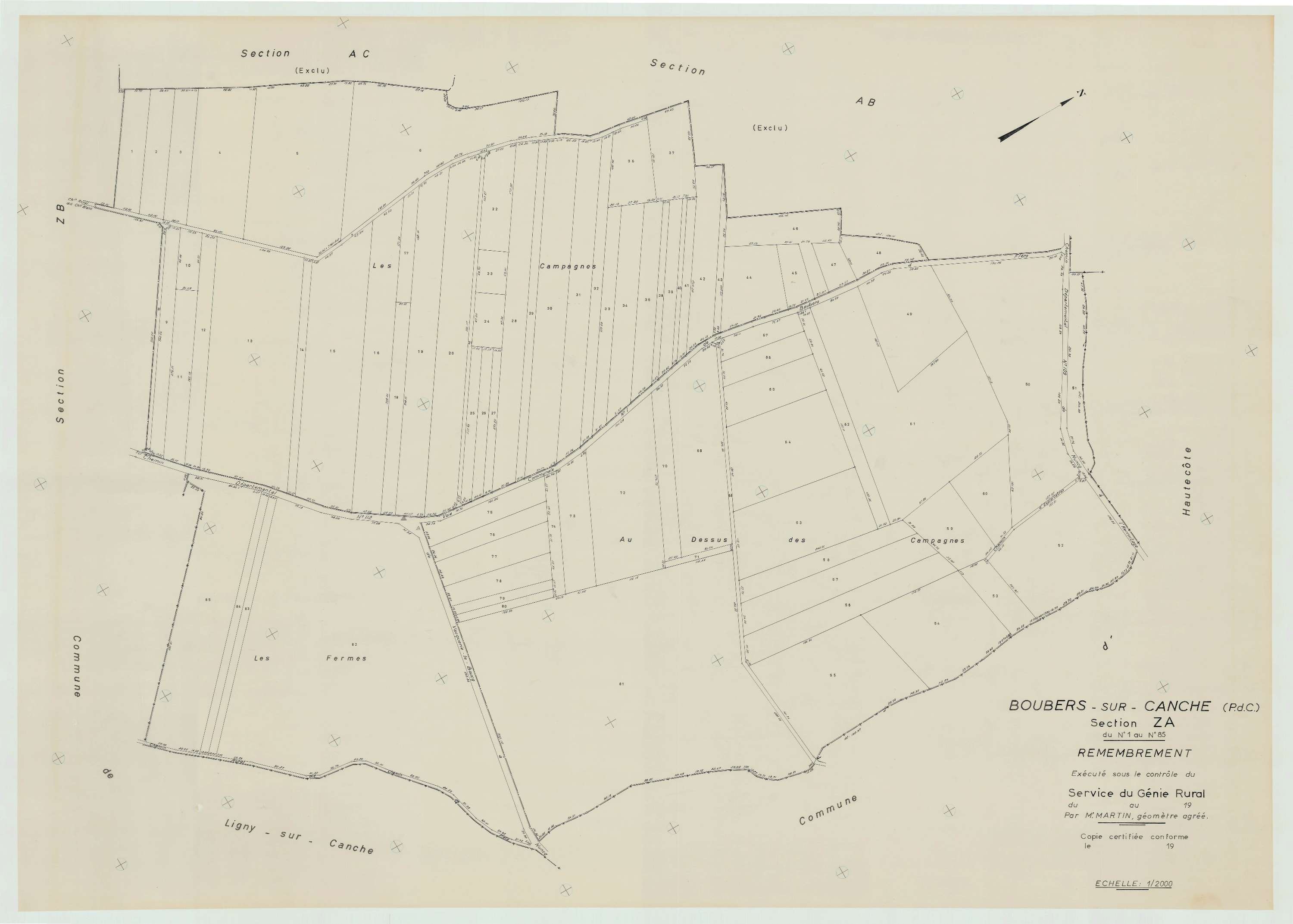 Boubers-sur-Canche - Plan de remembrement : section ZA.