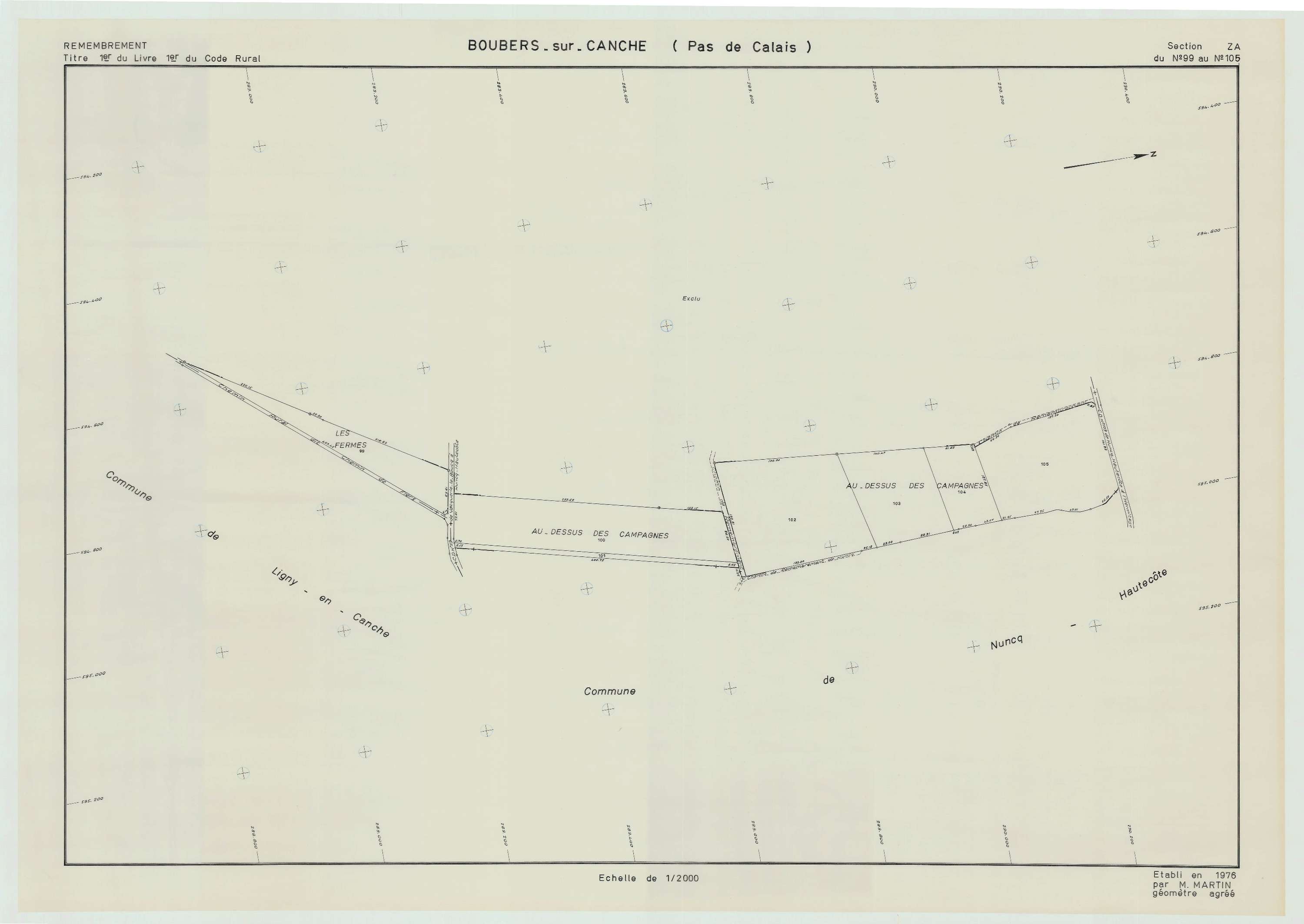 Boubers-sur-Canche - Plan de remembrement : section ZA.