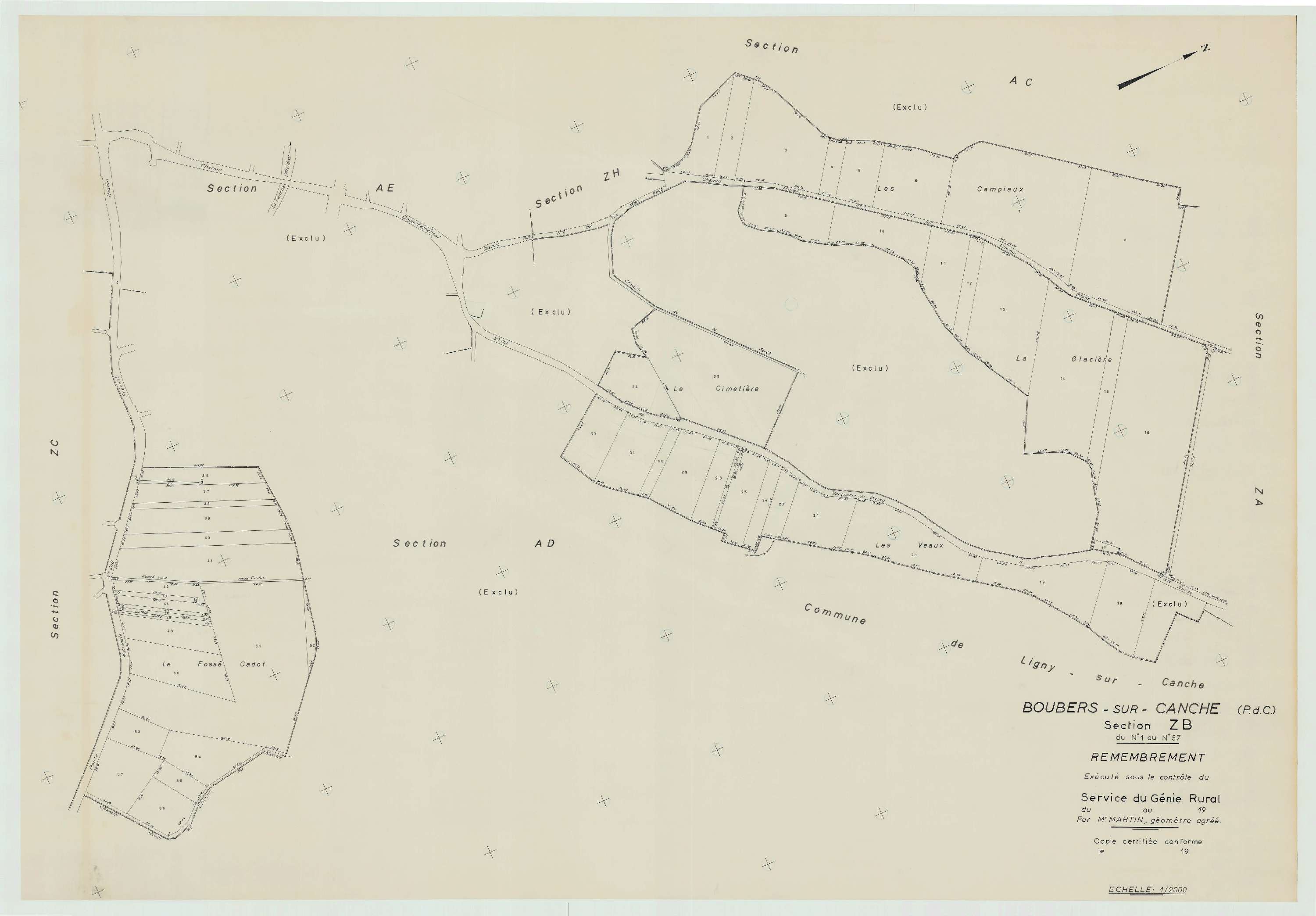 Boubers-sur-Canche - Plan de remembrement : section ZB.