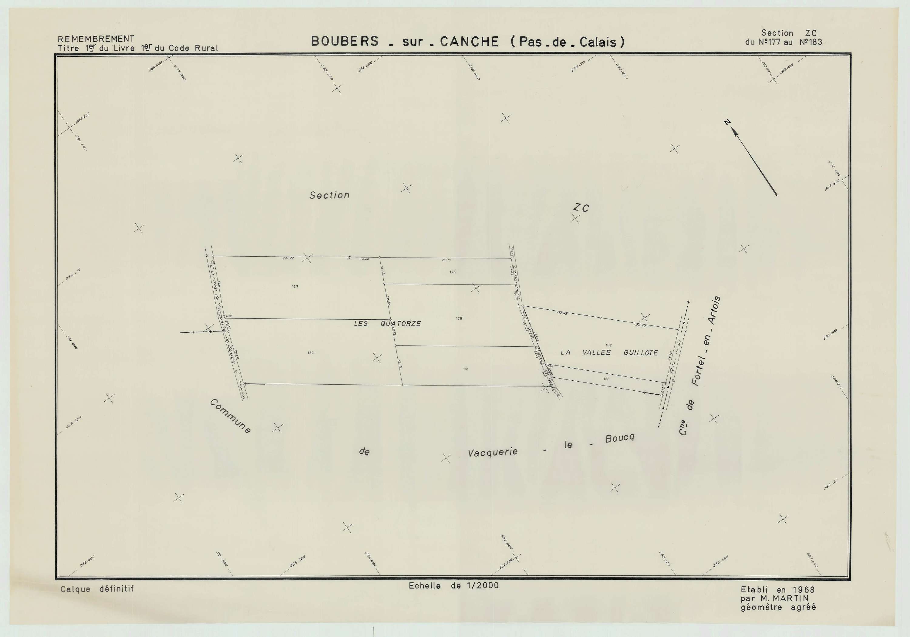Boubers-sur-Canche - Plan de remembrement : section ZC.