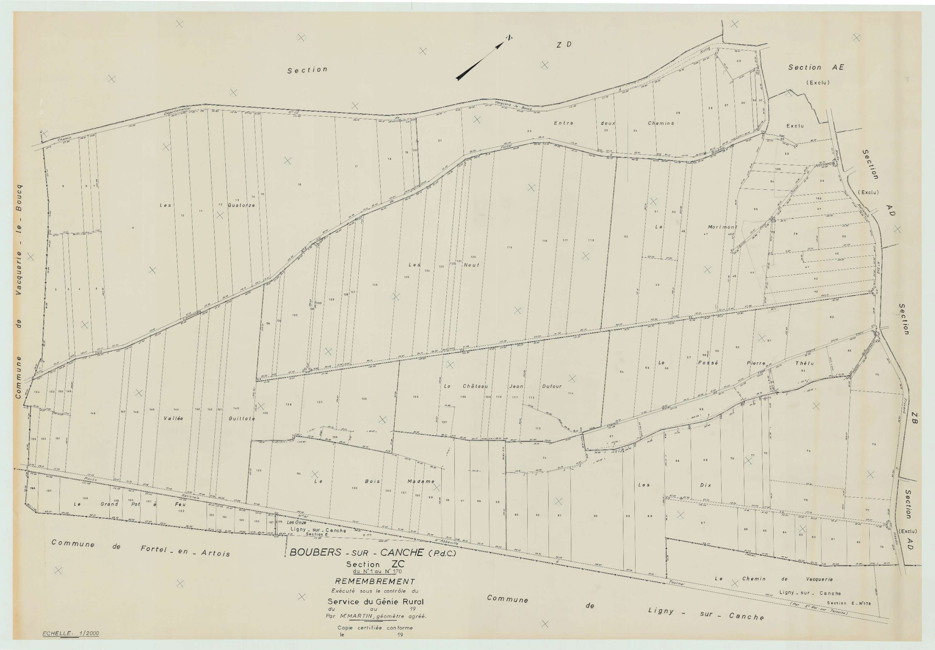 Boubers-sur-Canche - Plan de remembrement : section ZC.