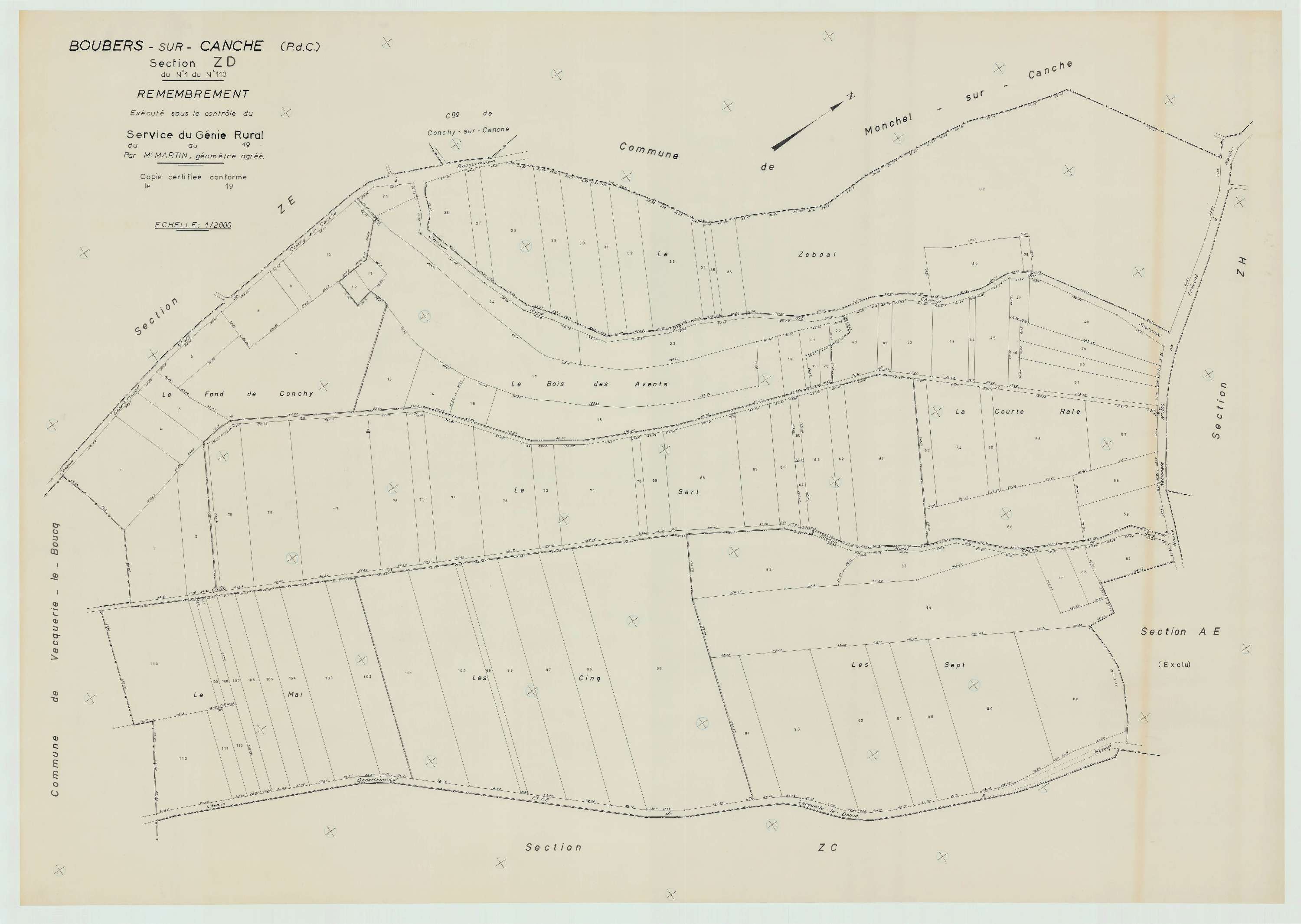 Boubers-sur-Canche - Plan de remembrement : section ZD.