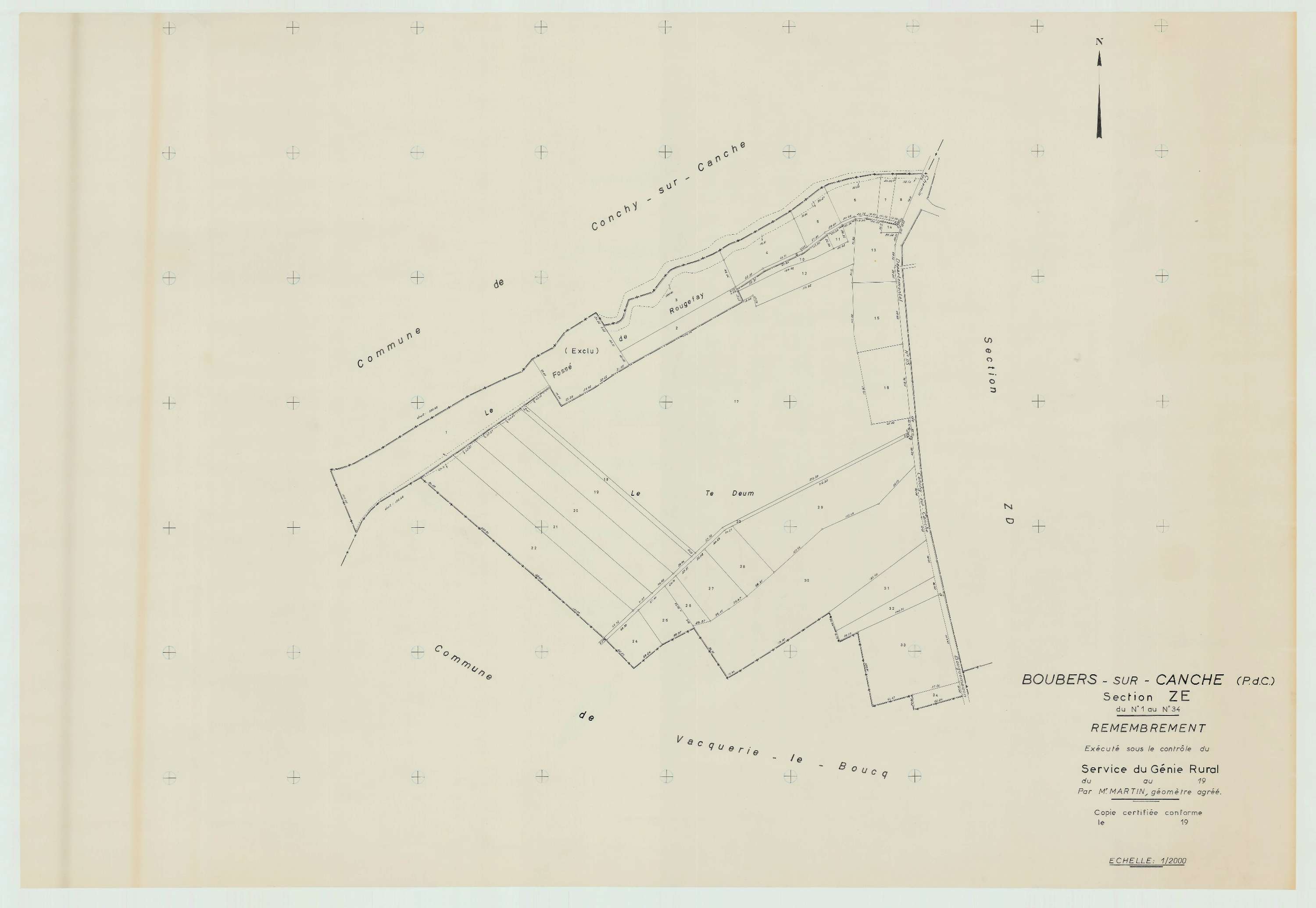 Boubers-sur-Canche - Plan de remembrement : section ZE.