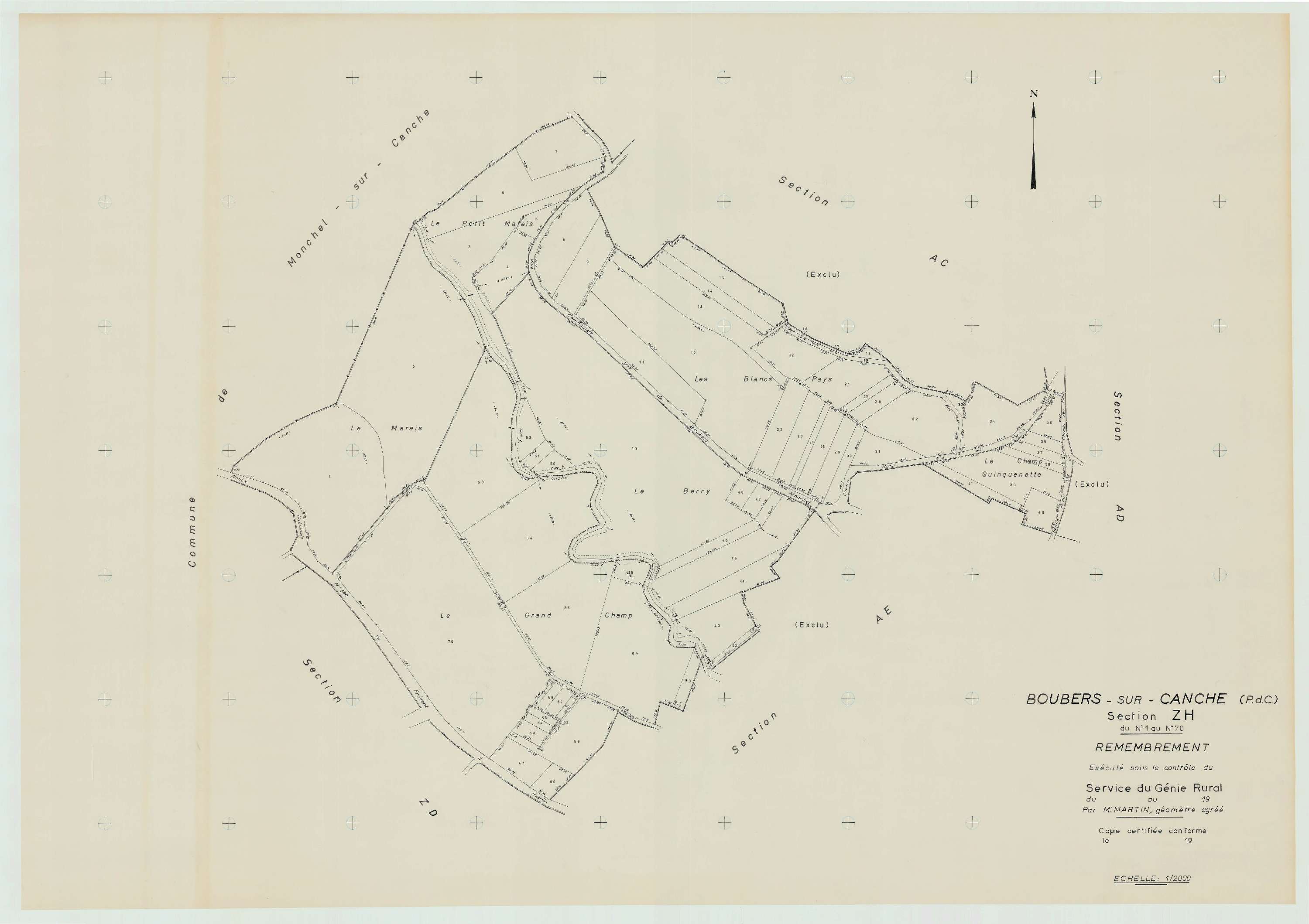Boubers-sur-Canche - Plan de remembrement : section ZH.