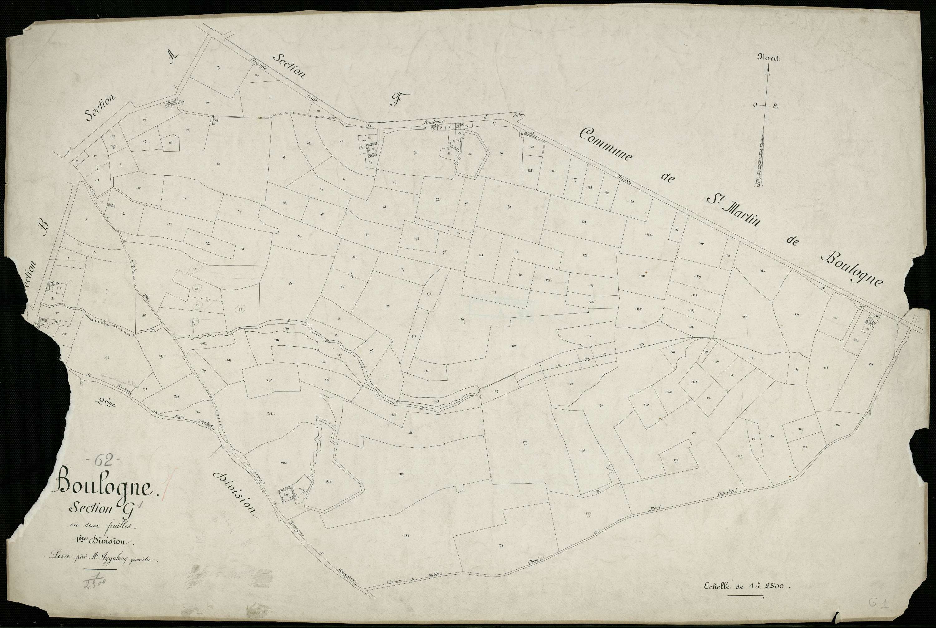 Boulogne-sur-Mer - Section G, 1re feuille