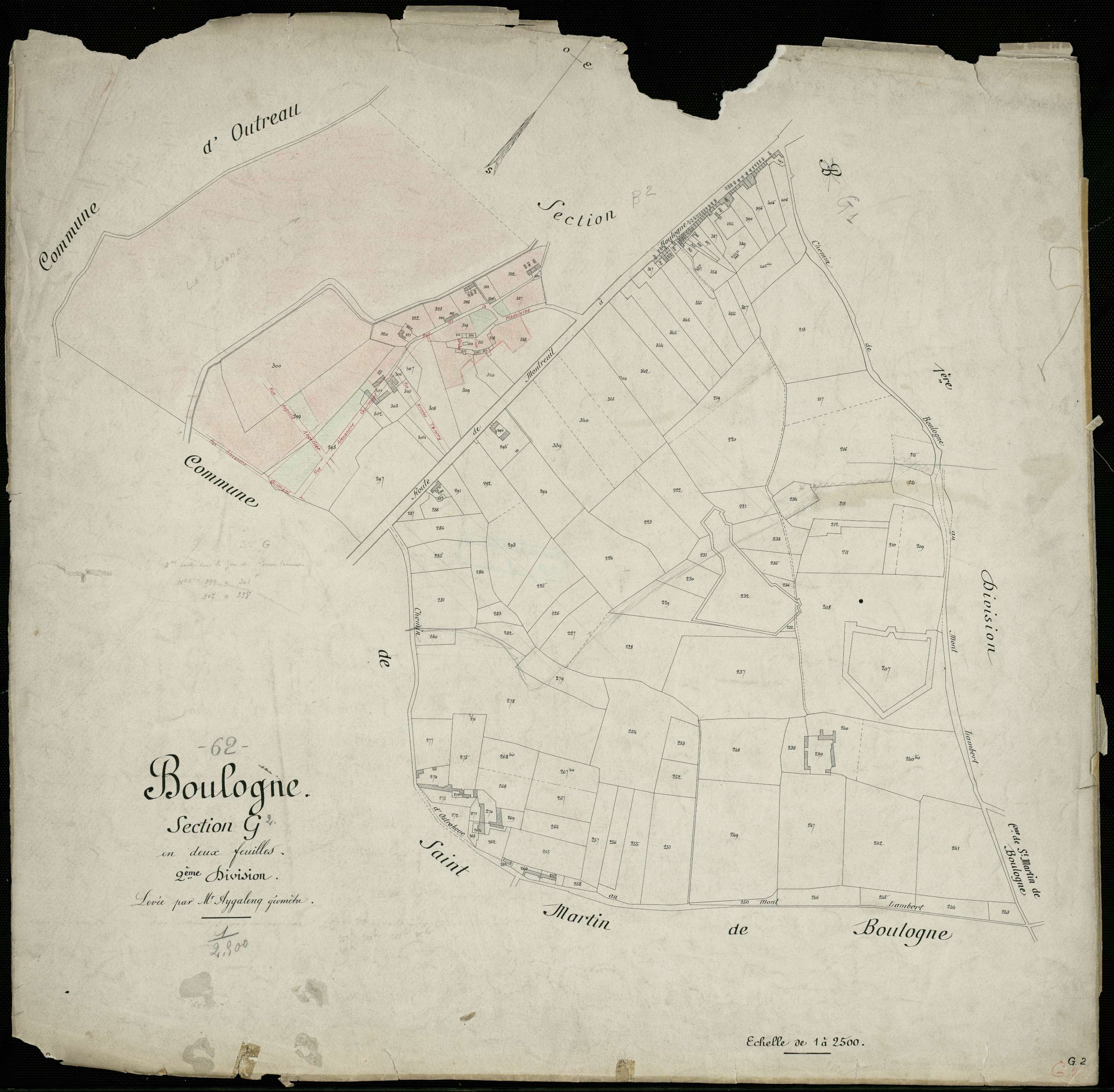 Boulogne-sur-Mer - Section G, 2e feuille