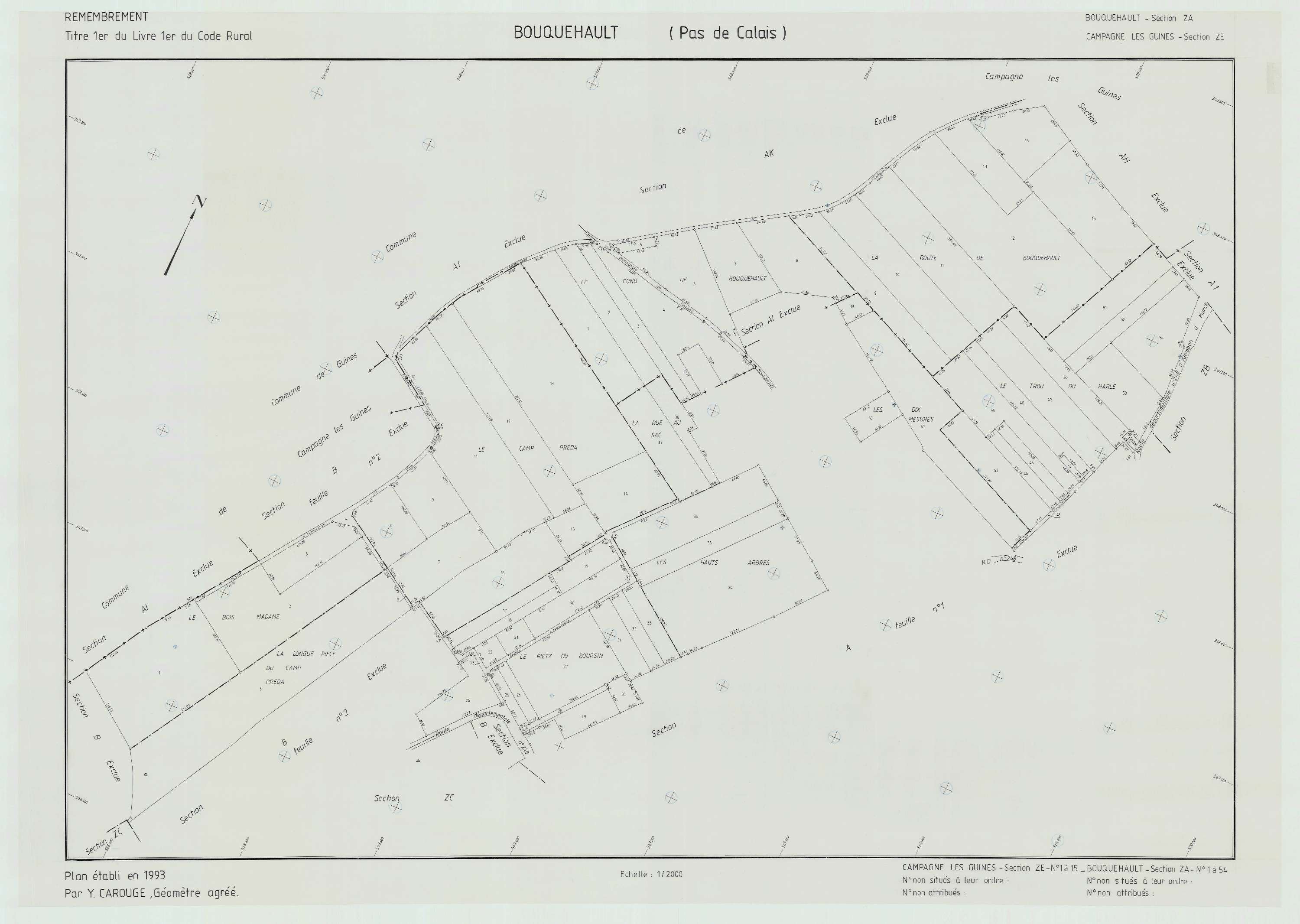 Bouquehault - Plan de remembrement : section ZA.