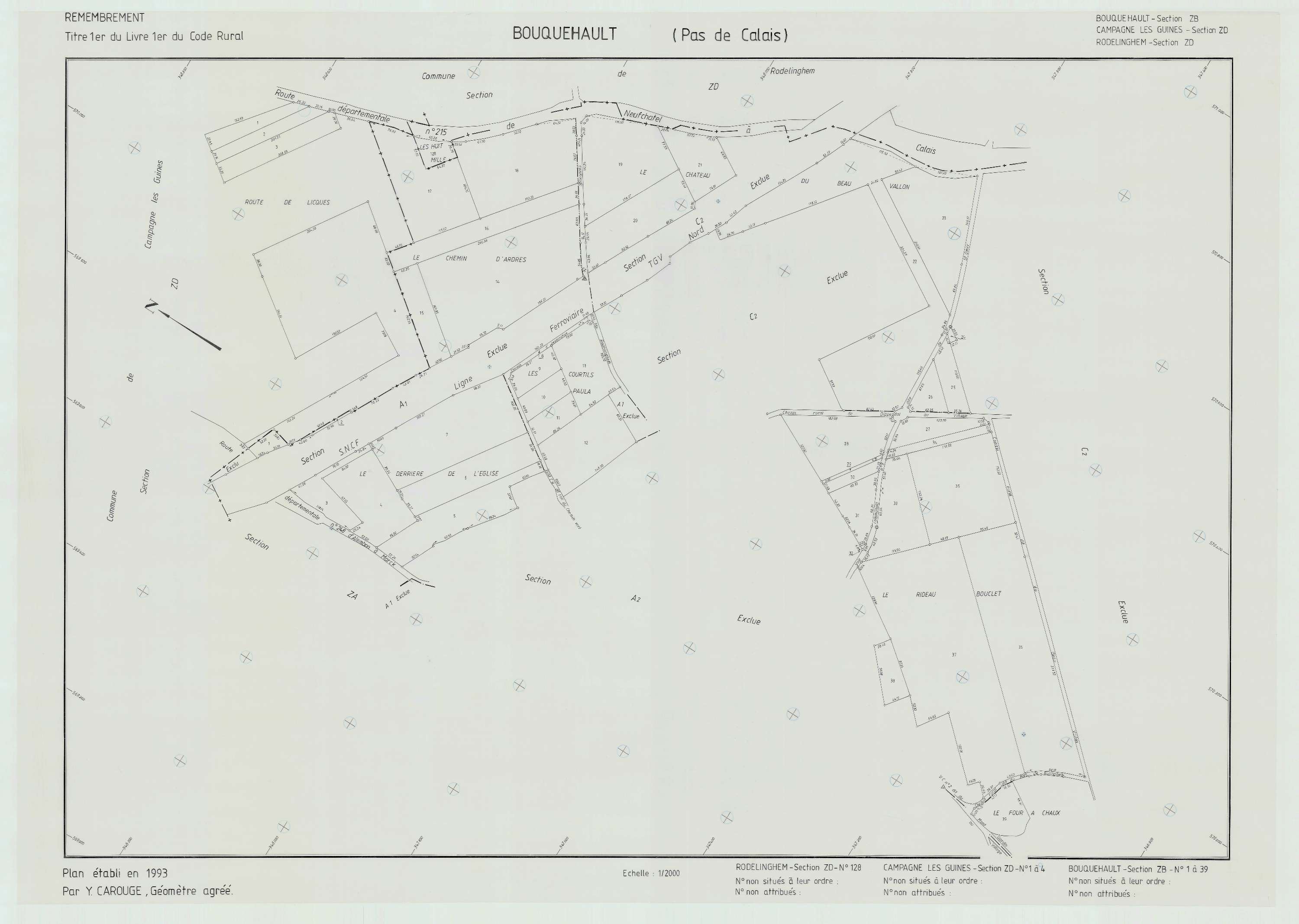 Bouquehault - Plan de remembrement : section ZB.