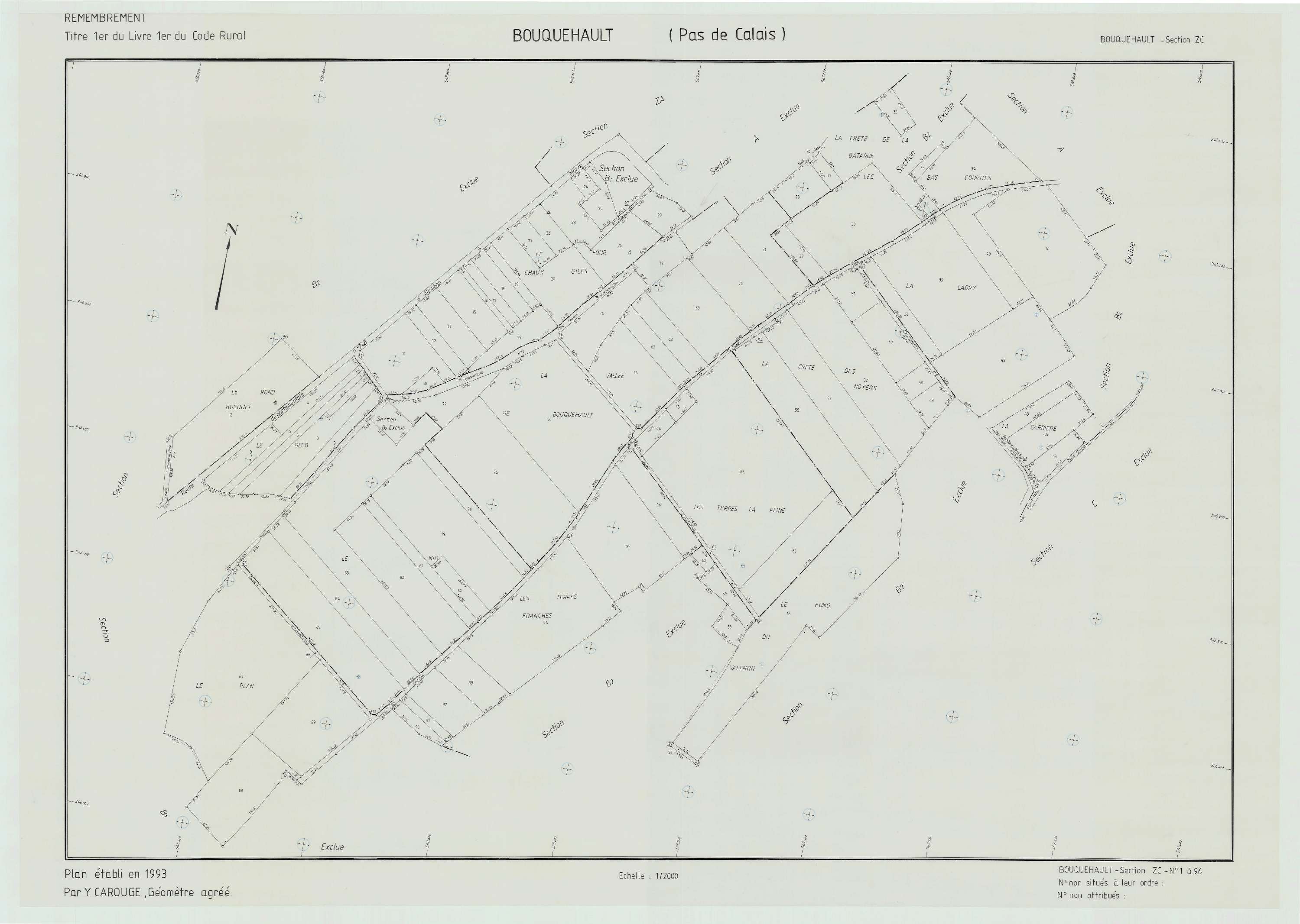 Bouquehault - Plan de remembrement : section ZC.
