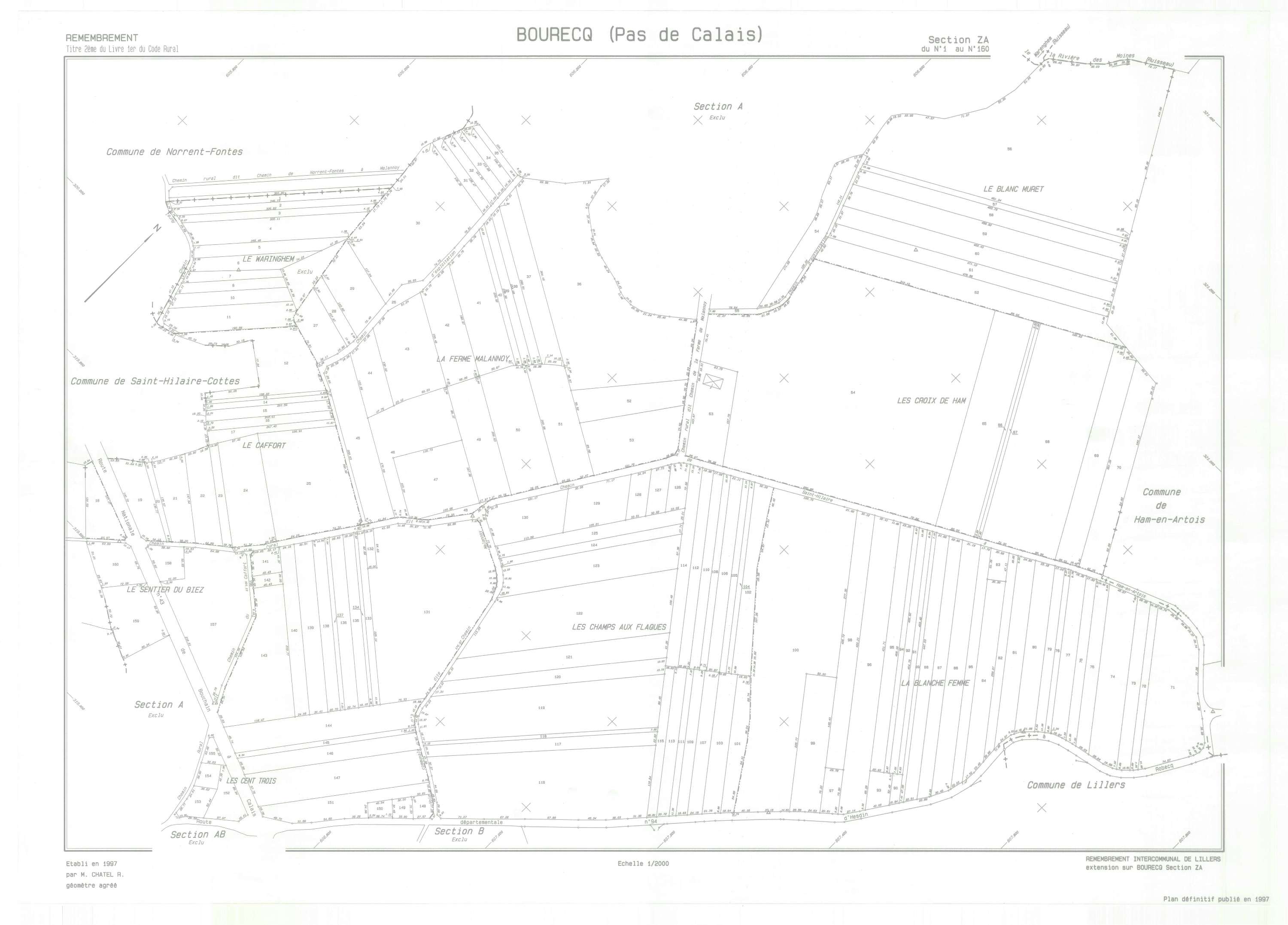 Bourecq - Plan de remembrement : section ZA.