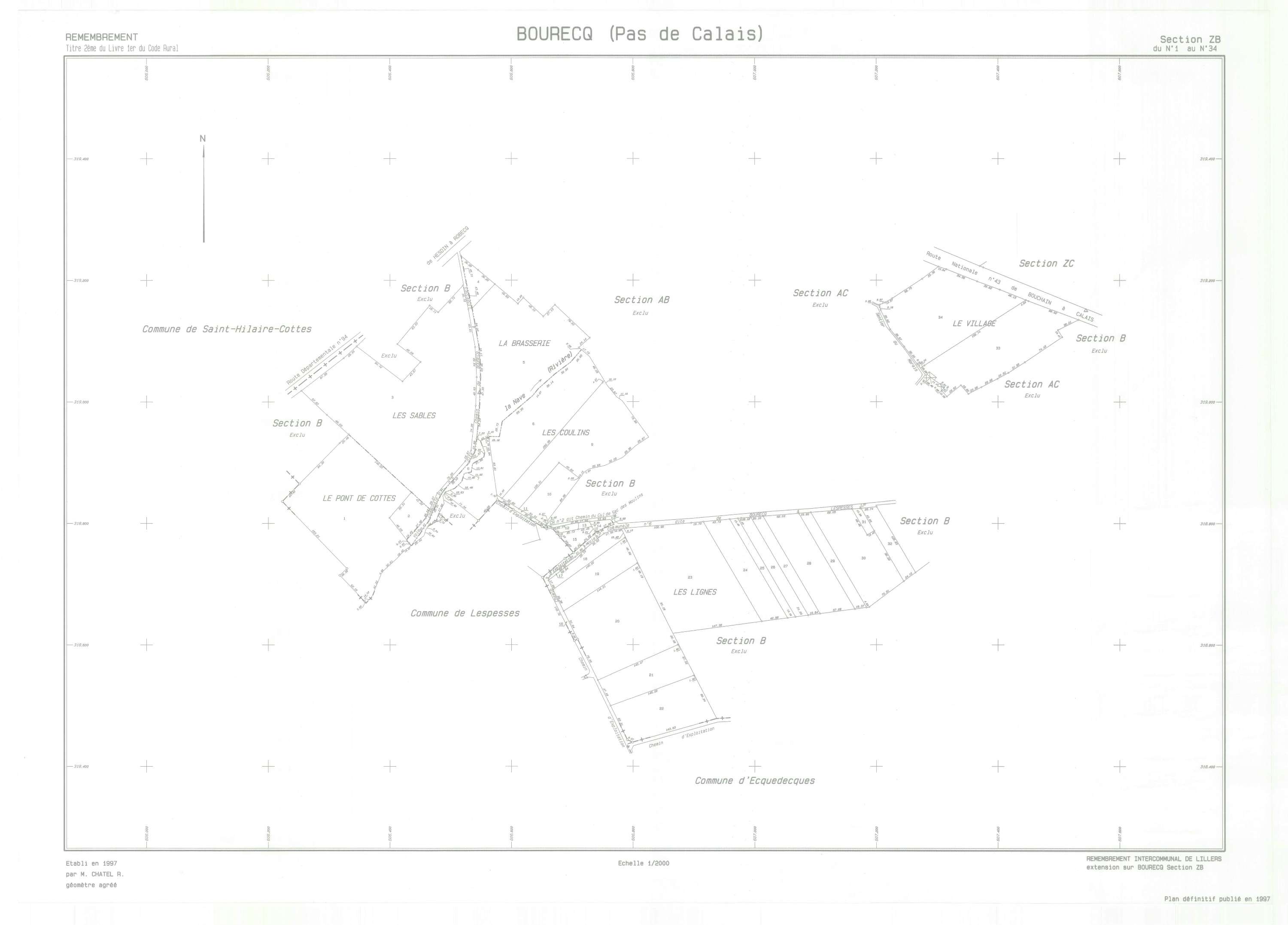Bourecq - Plan de remembrement : section ZB.