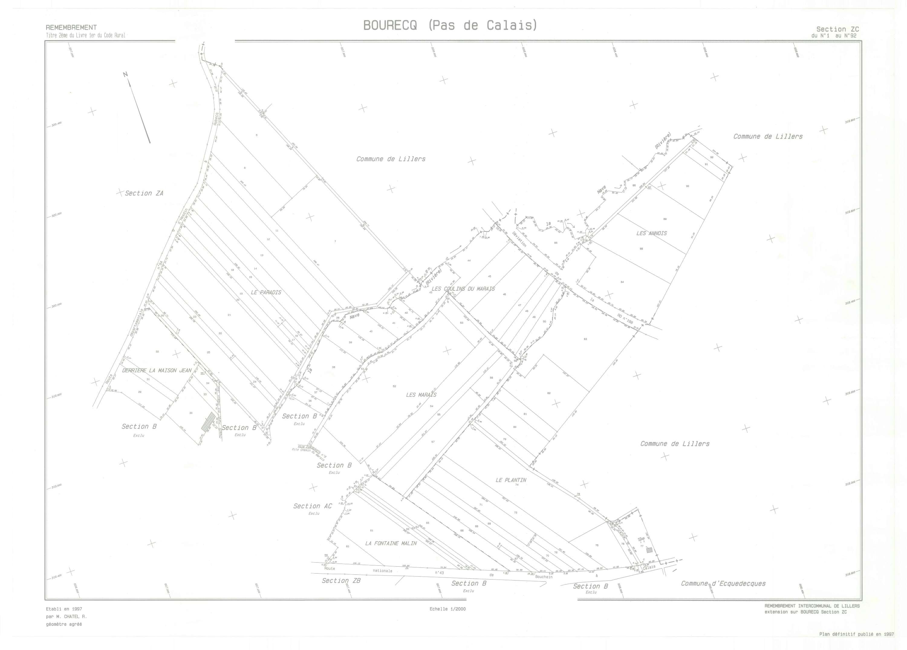 Bourecq - Plan de remembrement : section ZC.