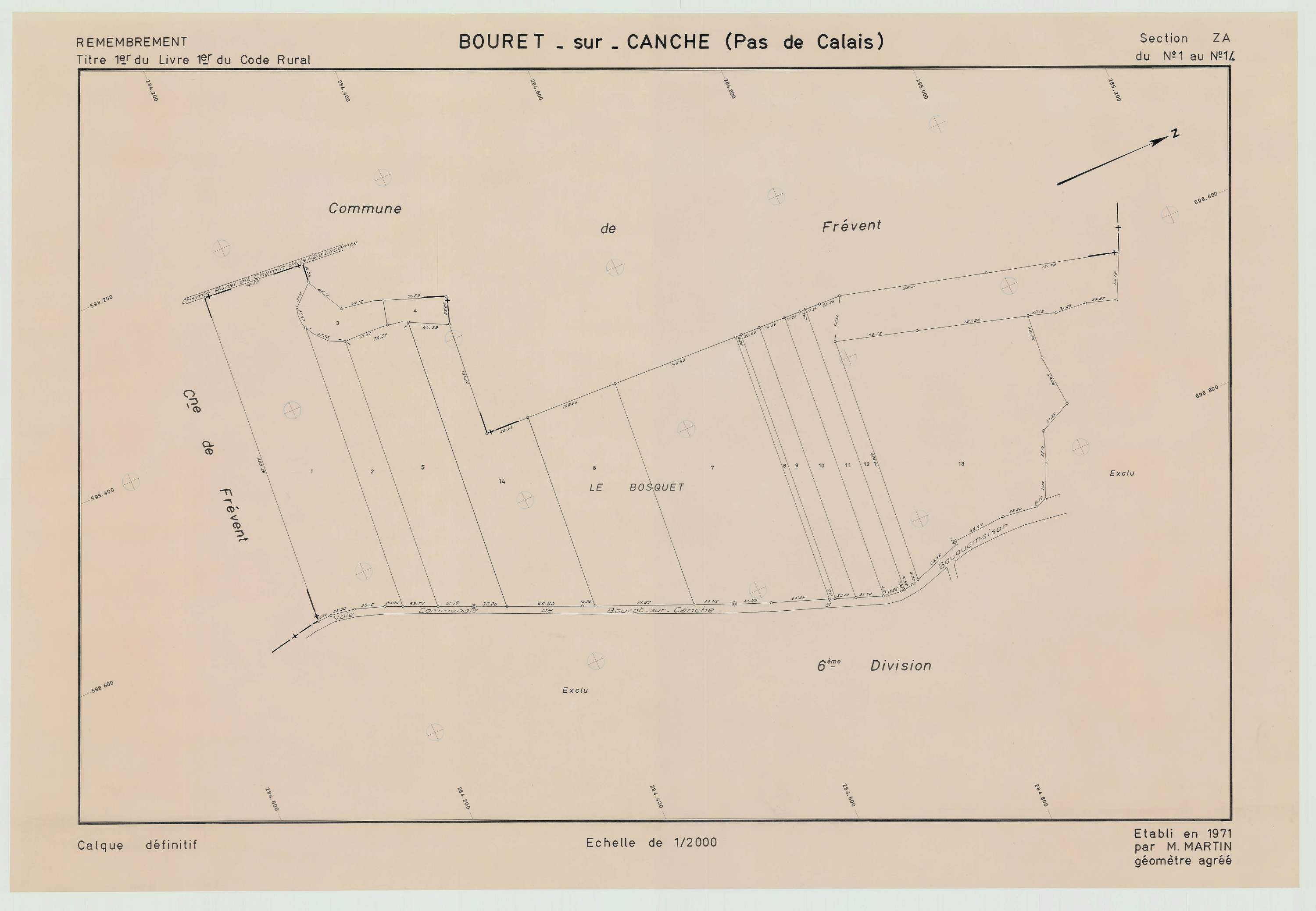 Bouret-sur-Canche - Plan de remembrement : section ZA.