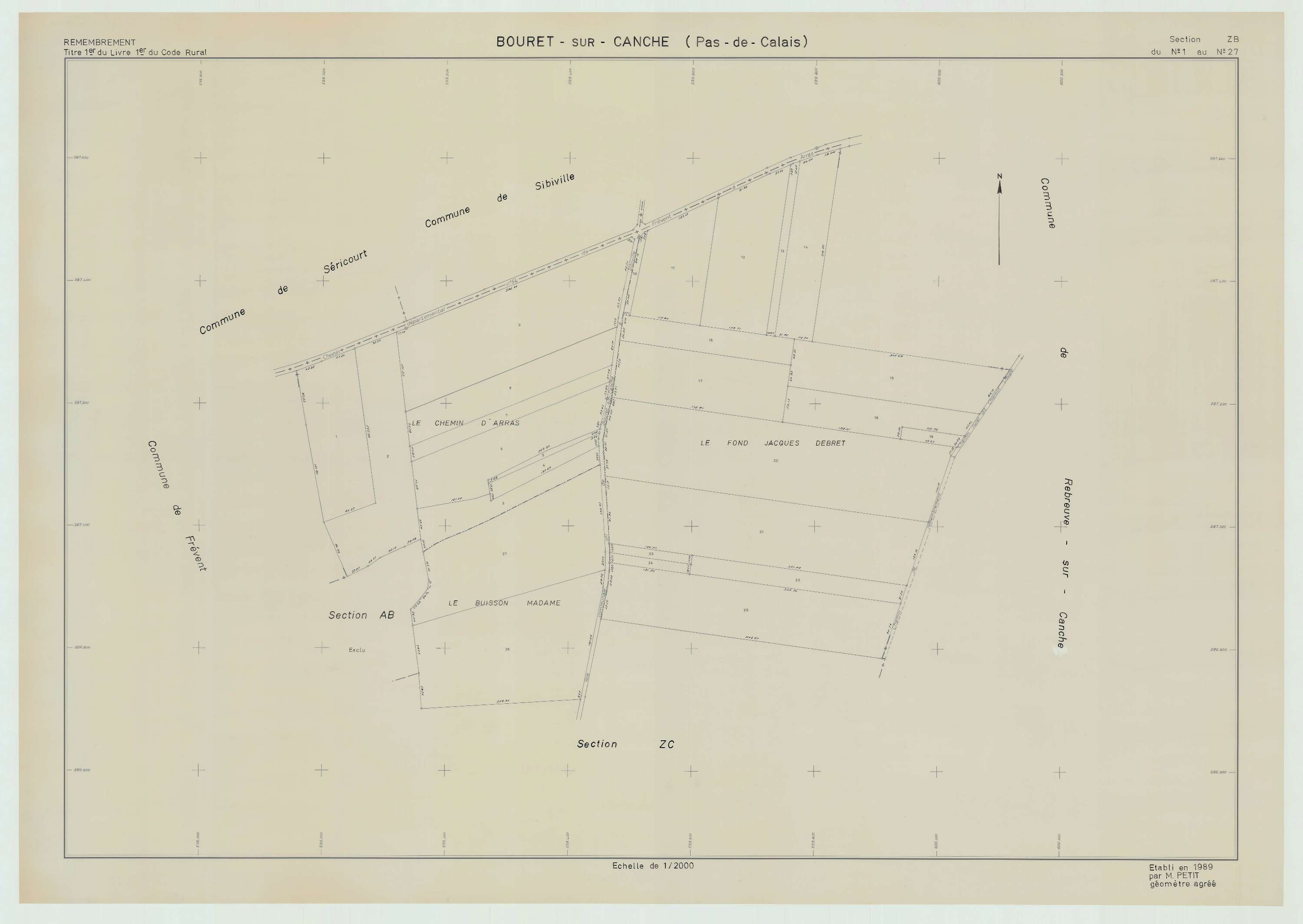 Bouret-sur-Canche - Plan de remembrement : section ZB.