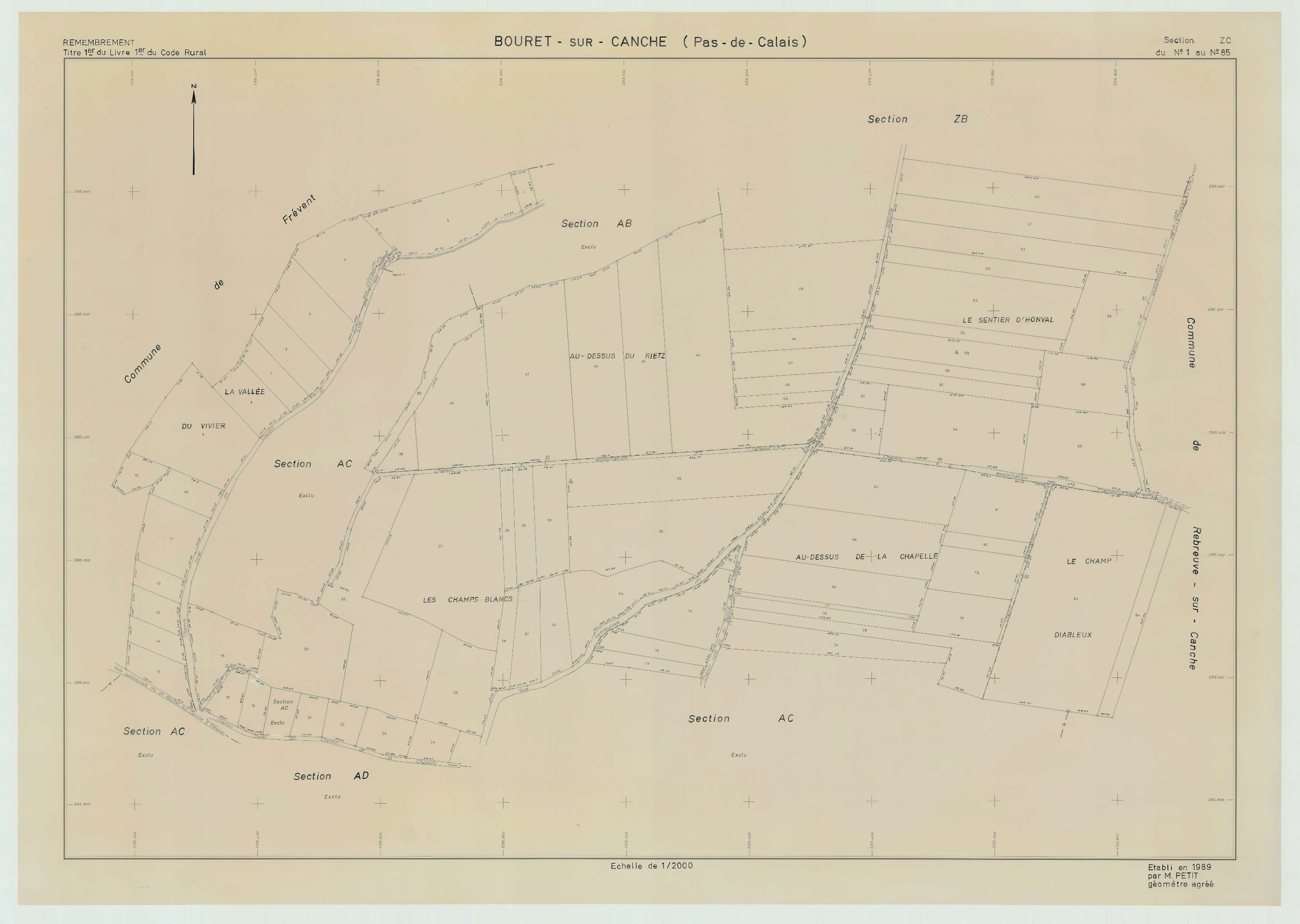 Bouret-sur-Canche - Plan de remembrement : section ZC.