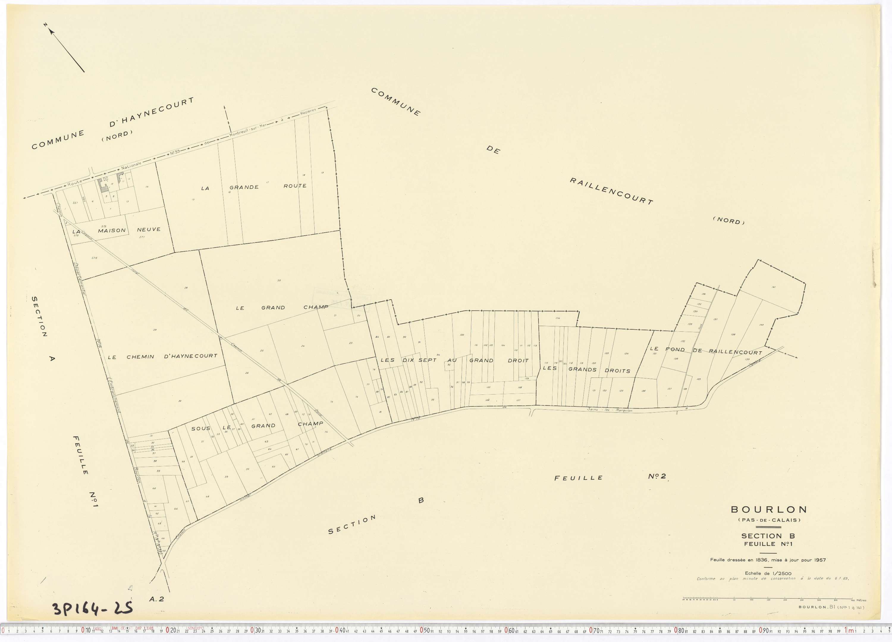 Bourlon - Section B, feuille 1.