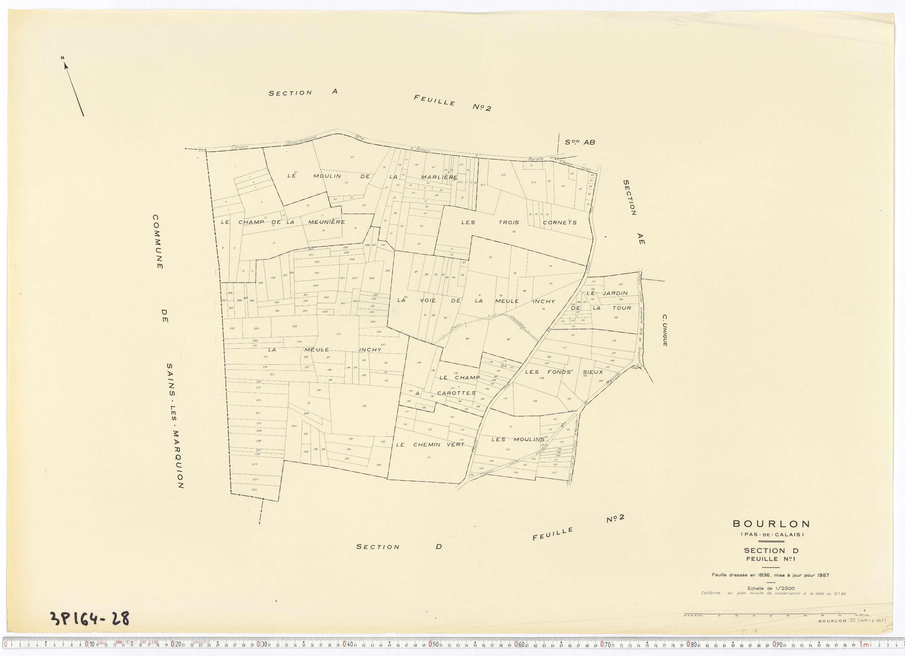 Bourlon - Section D, feuille 1.