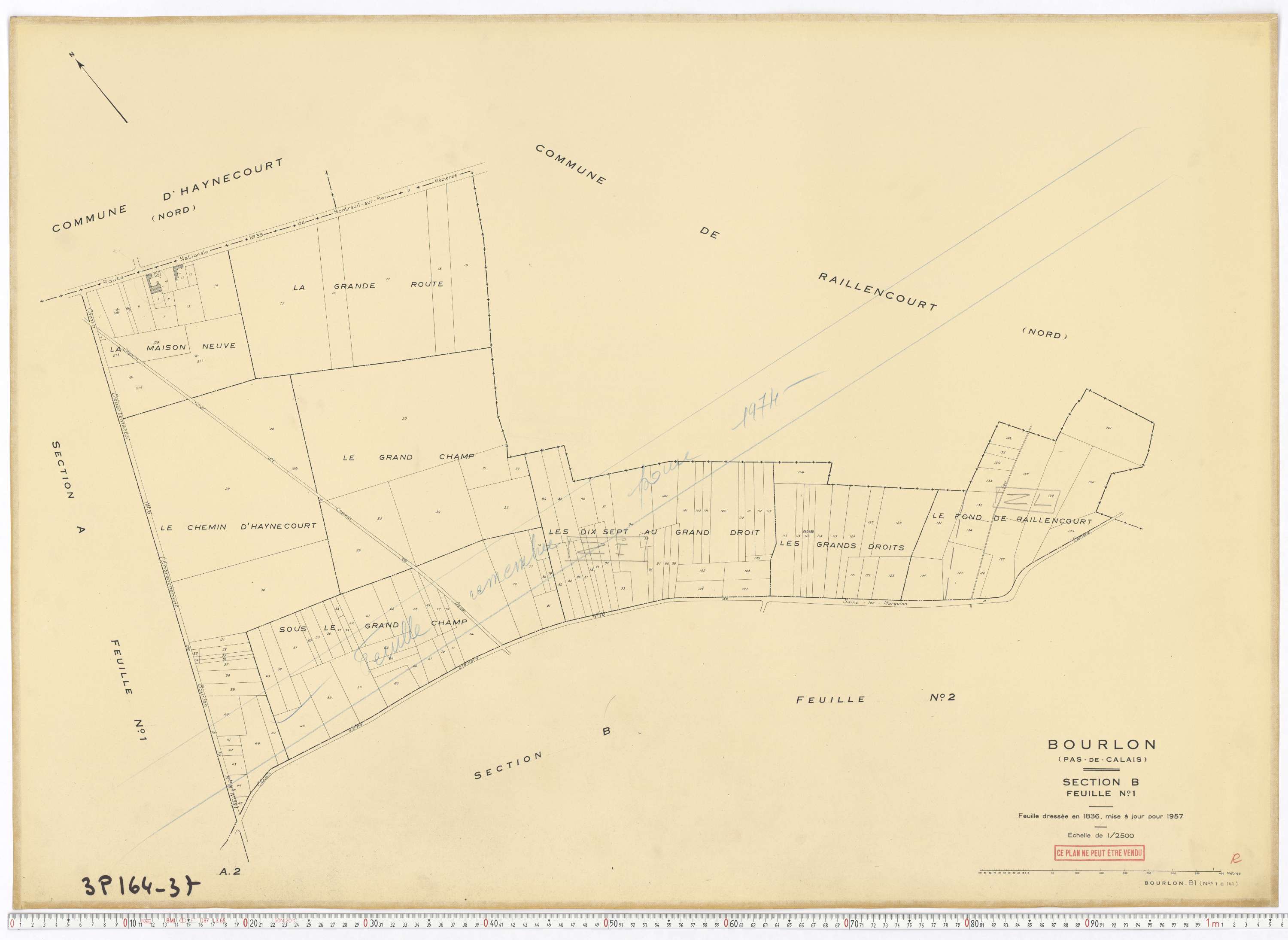 Bourlon - Section B, feuille 1.