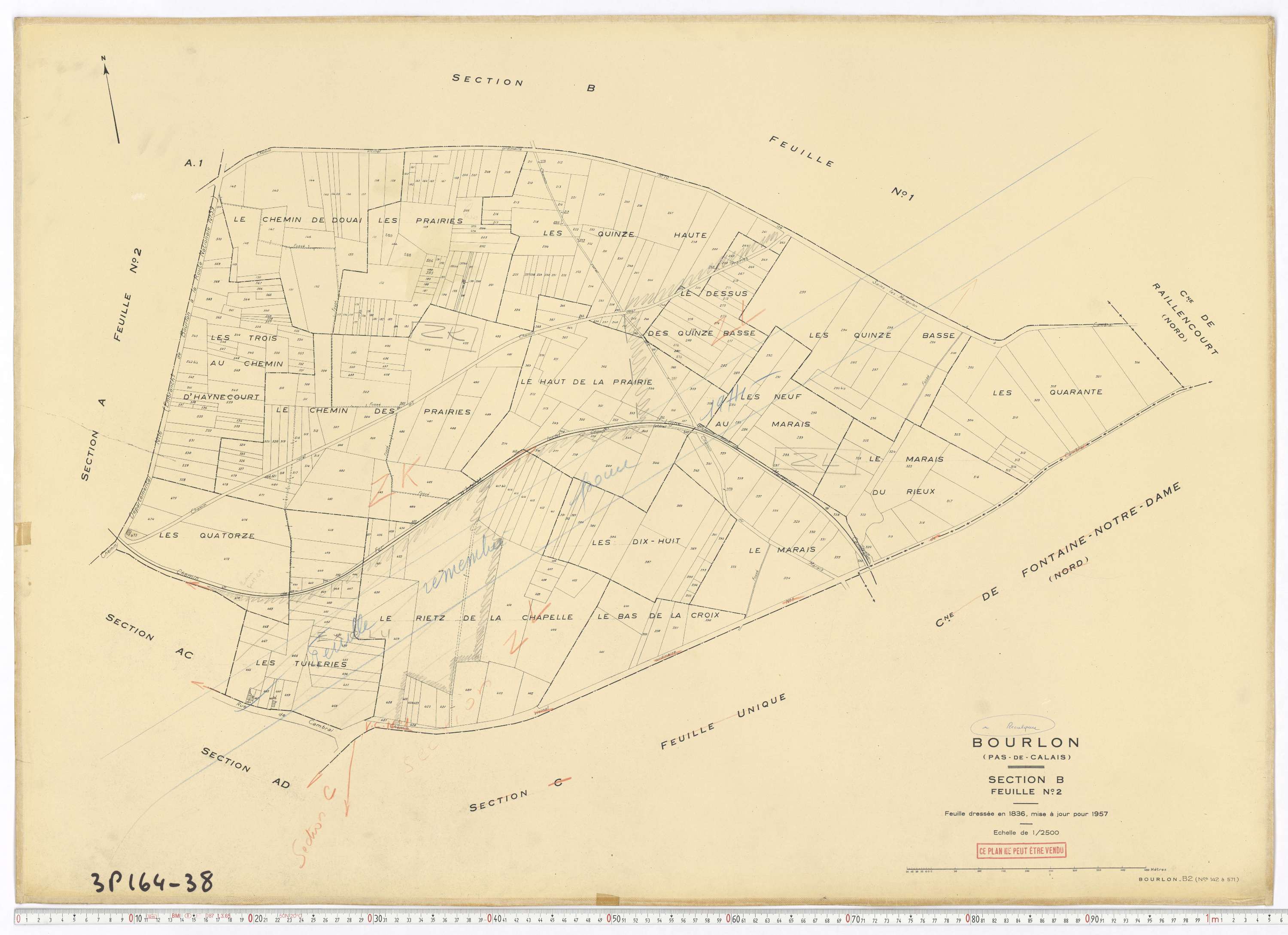 Bourlon - Section B, feuille 2.