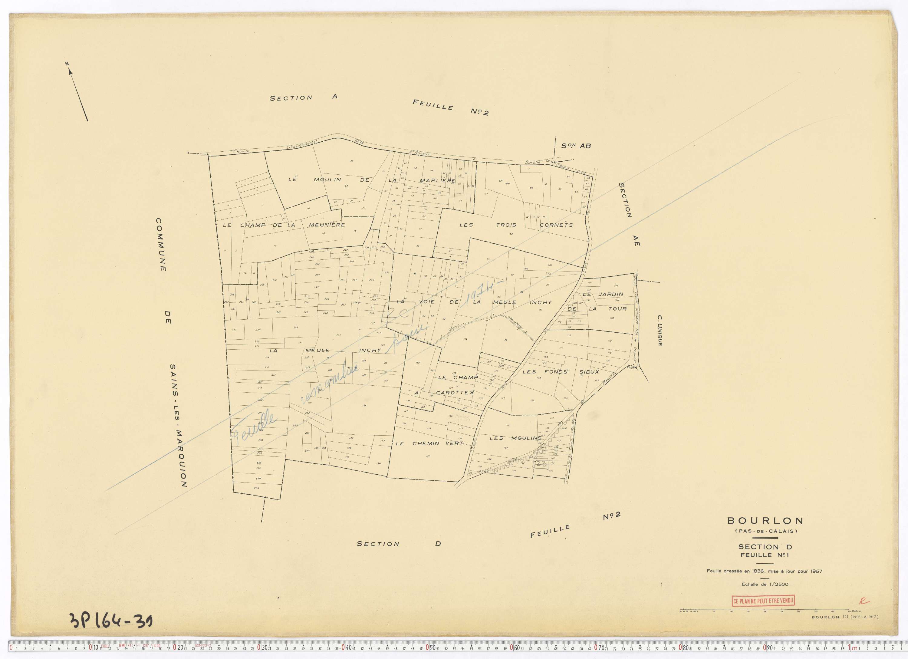 Bourlon - Section D, feuille 1.