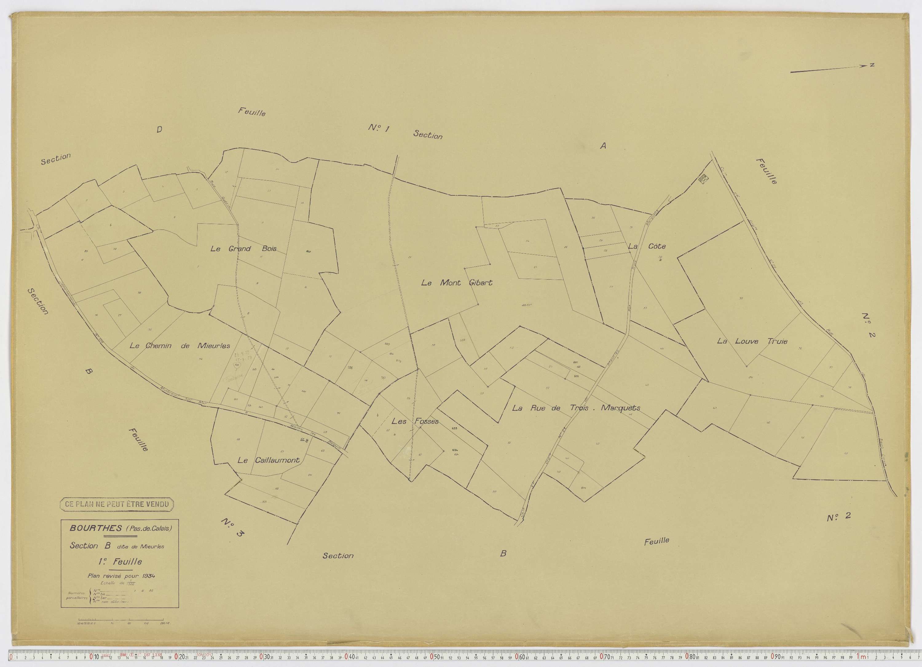 Bourthes - Section B, feuille 1.