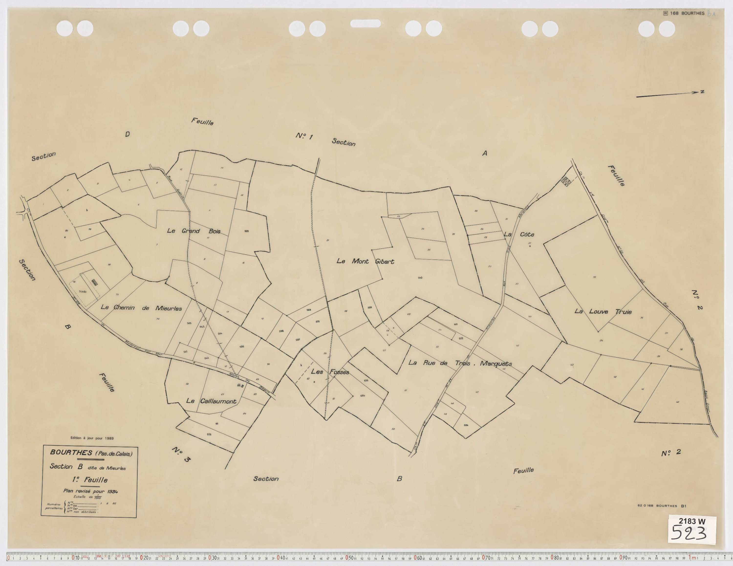 Bourthes - Section B, feuille 1.