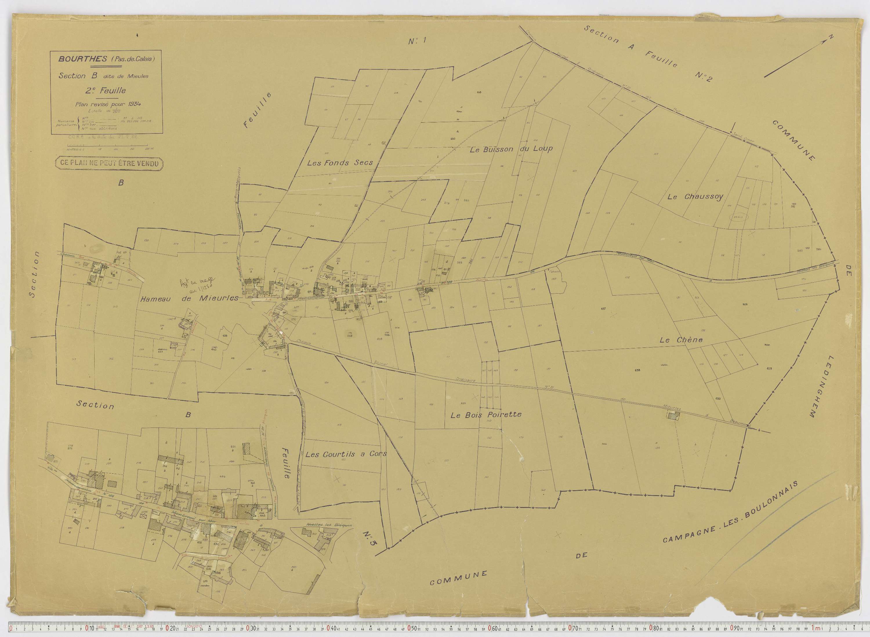 Bourthes - Section B, feuille 2.