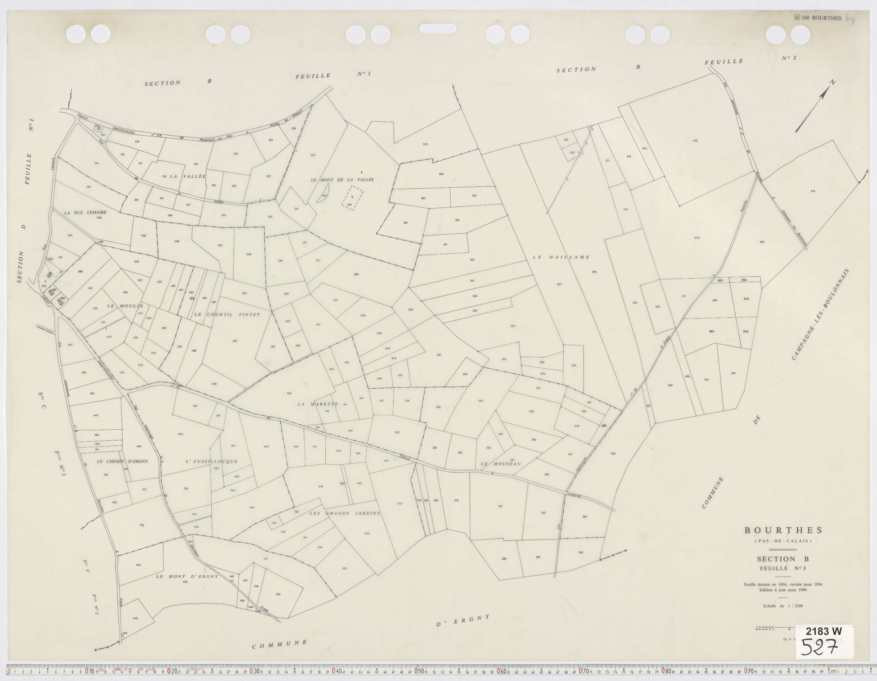Bourthes - Section B, feuille 3.