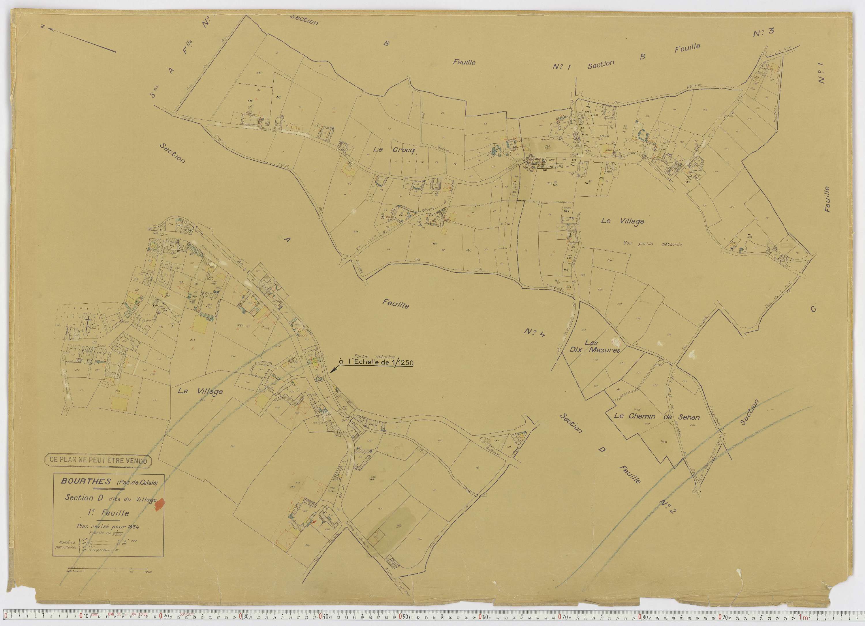 Bourthes - Section D, feuille 1.