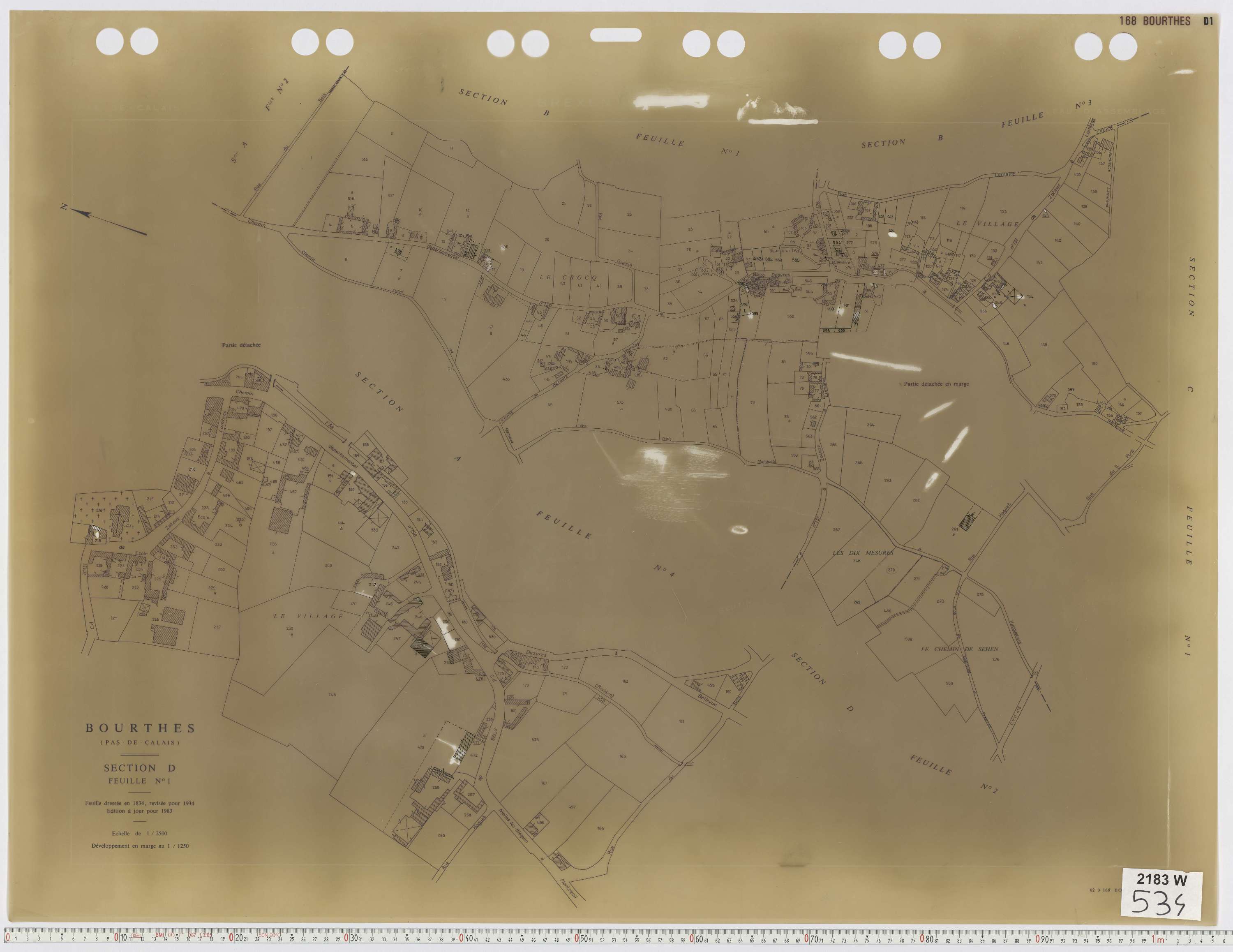 Bourthes - Section D, feuille 1.