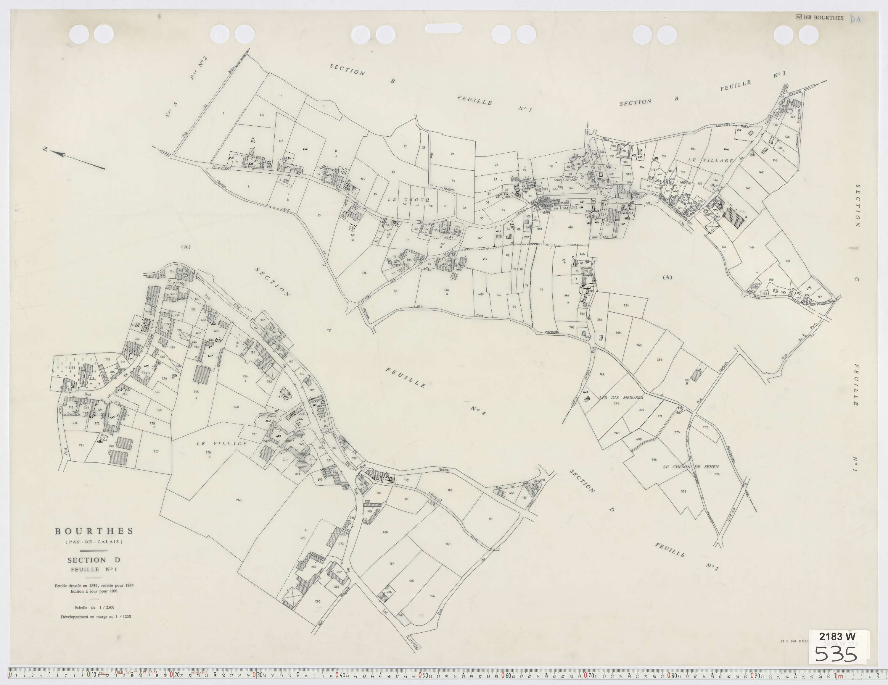 Bourthes - Section D, feuille 1.