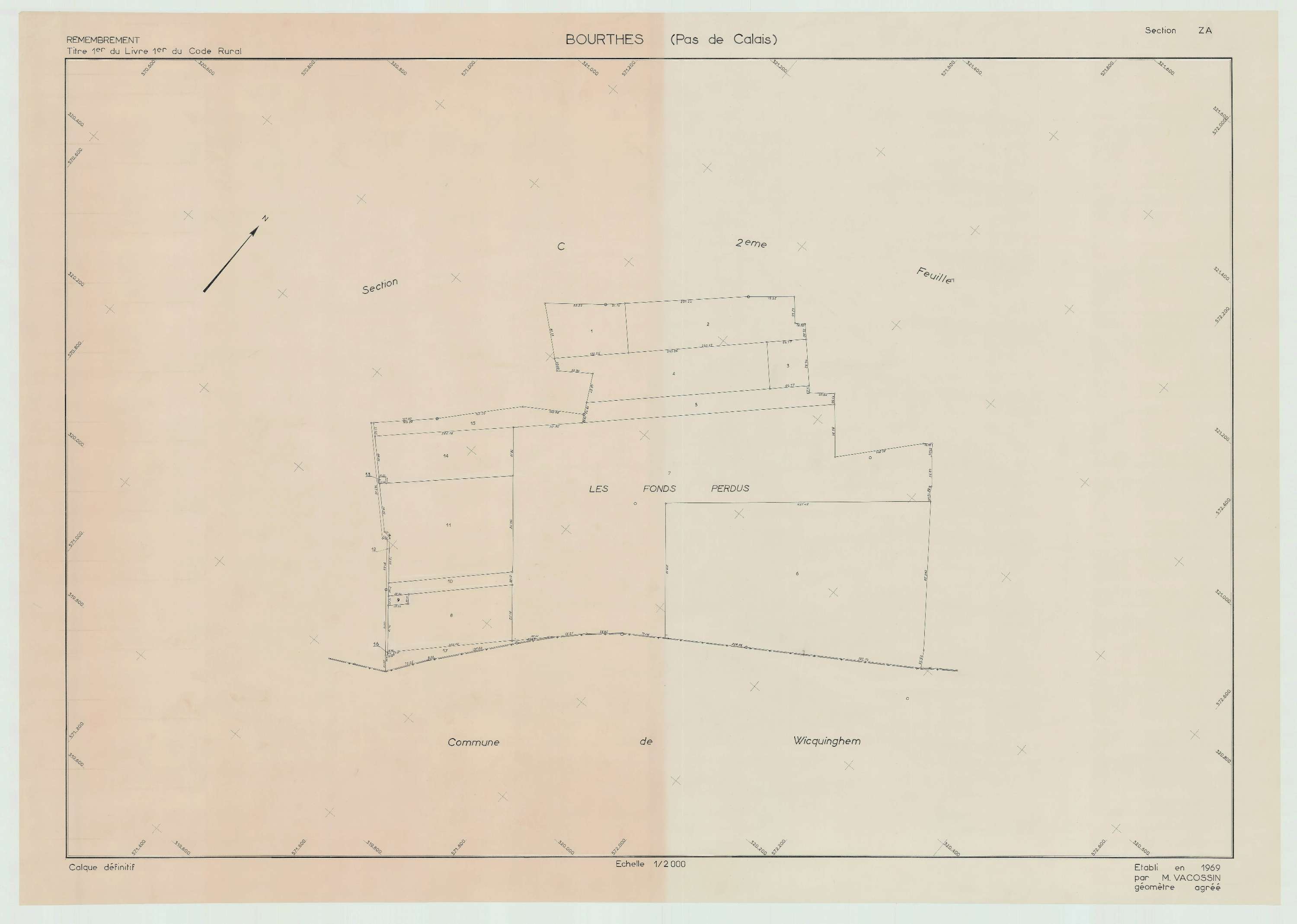Bourthes - Plan de remembrement : section ZA.