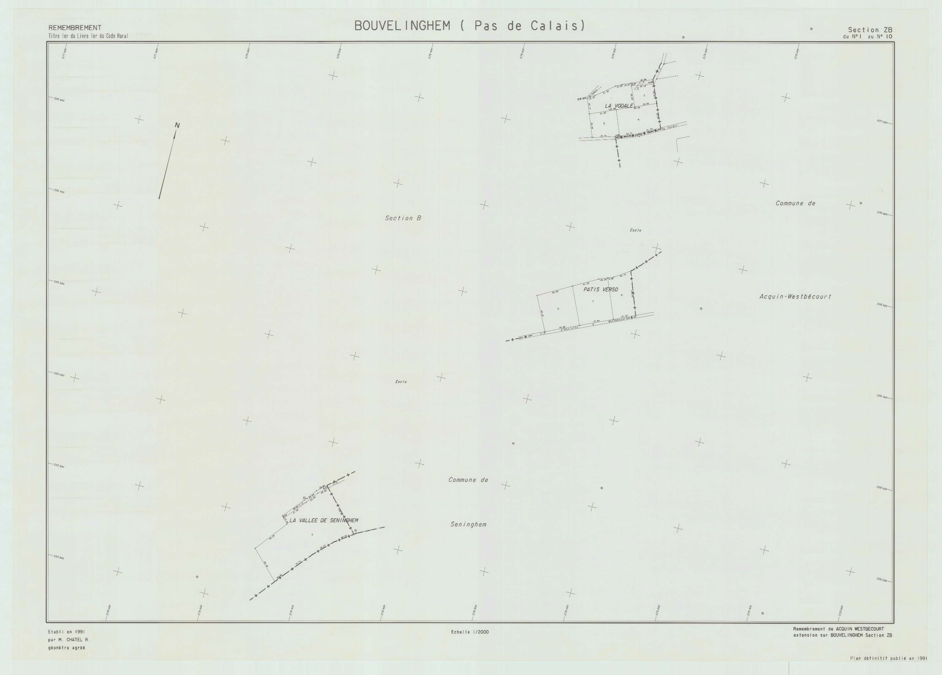 Bouvelinghem - Plan de remembrement : section ZB.