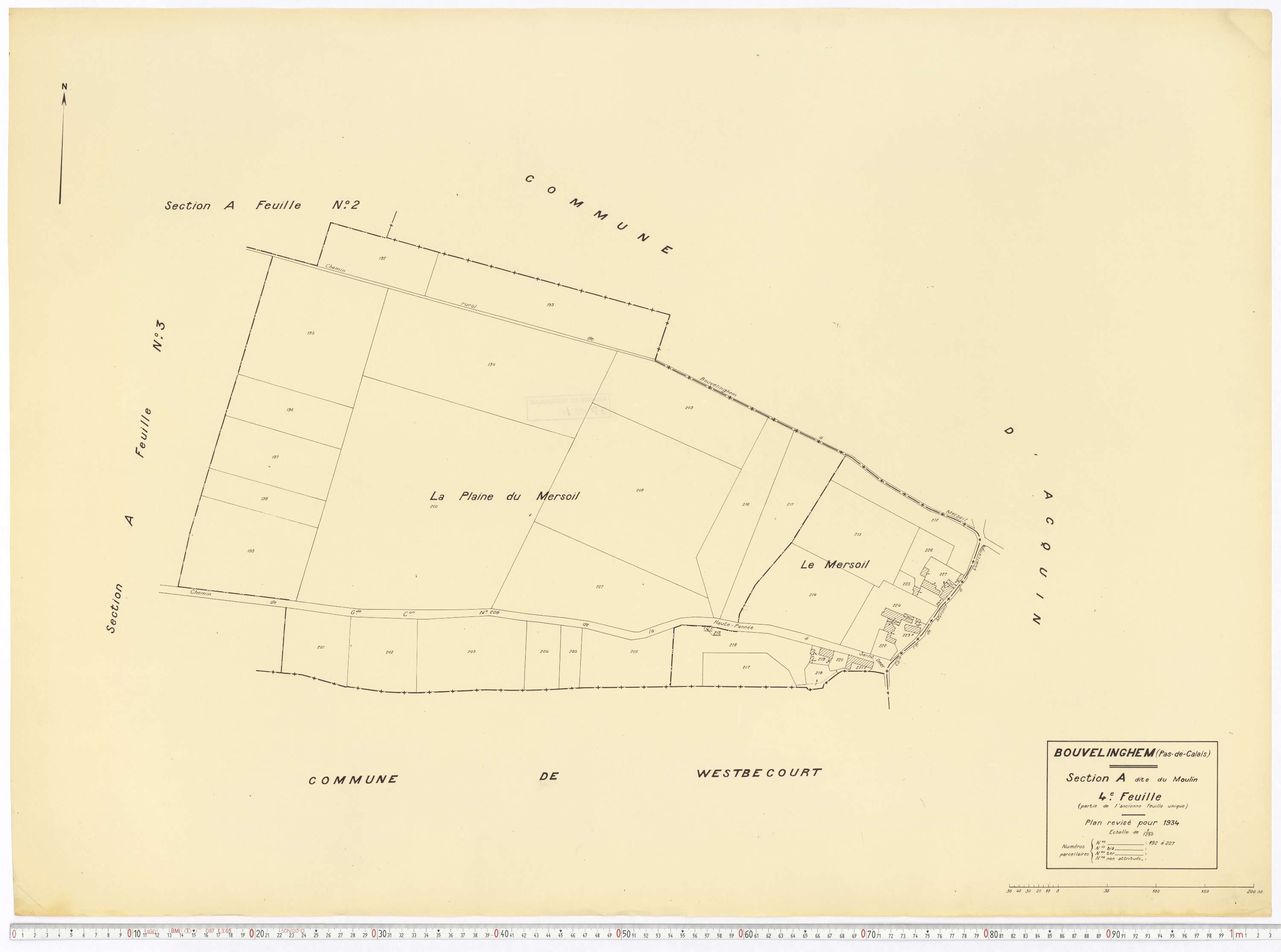 Bouvelinghem - Section A, feuille 4.