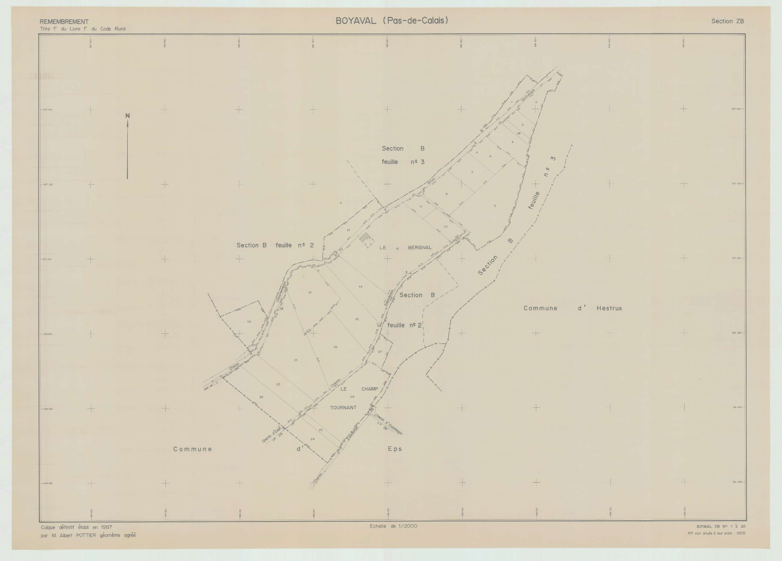 Boyaval - Plan de remembrement : section ZB.