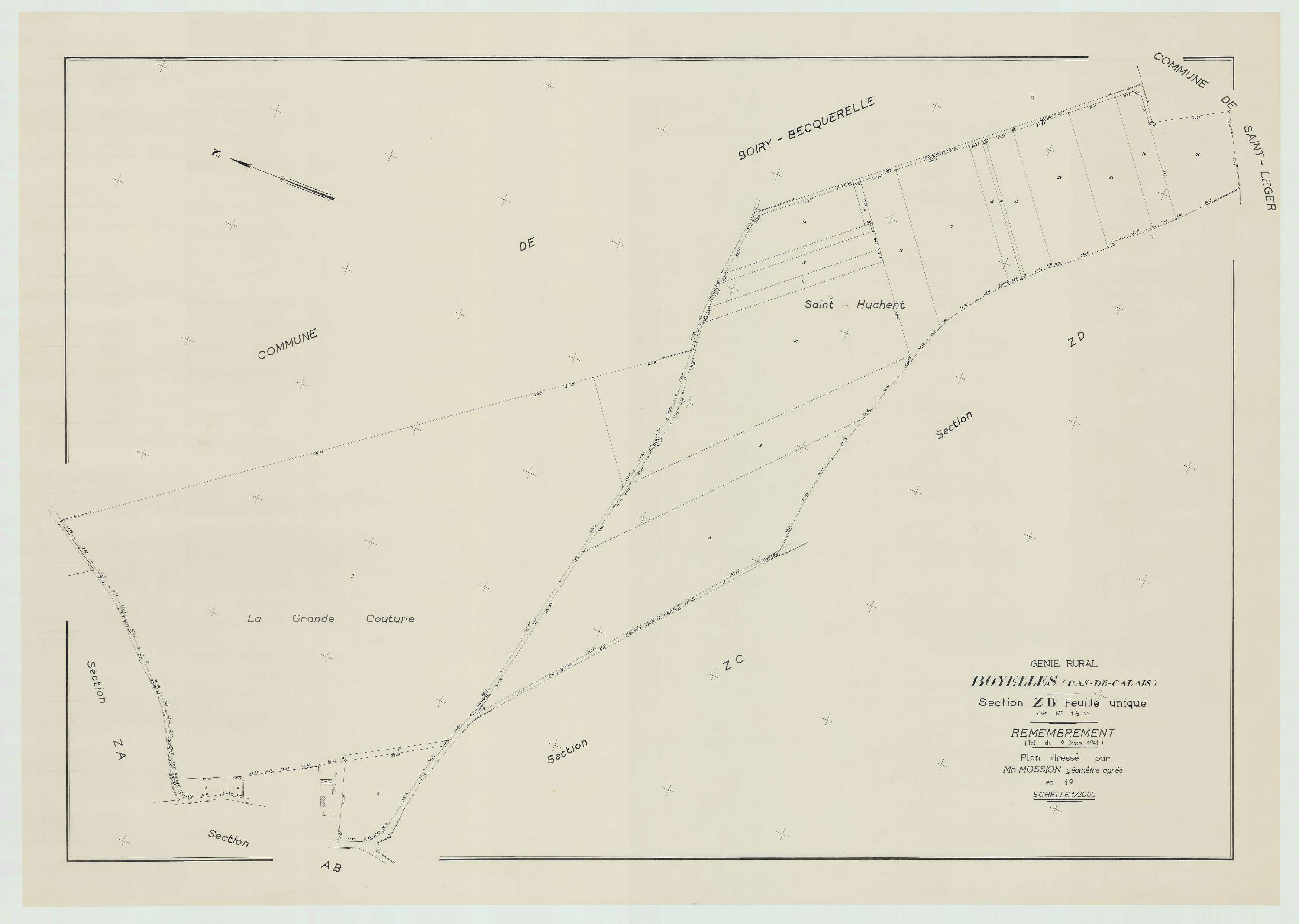 Boyelles - Plan de remembrement : section ZB.