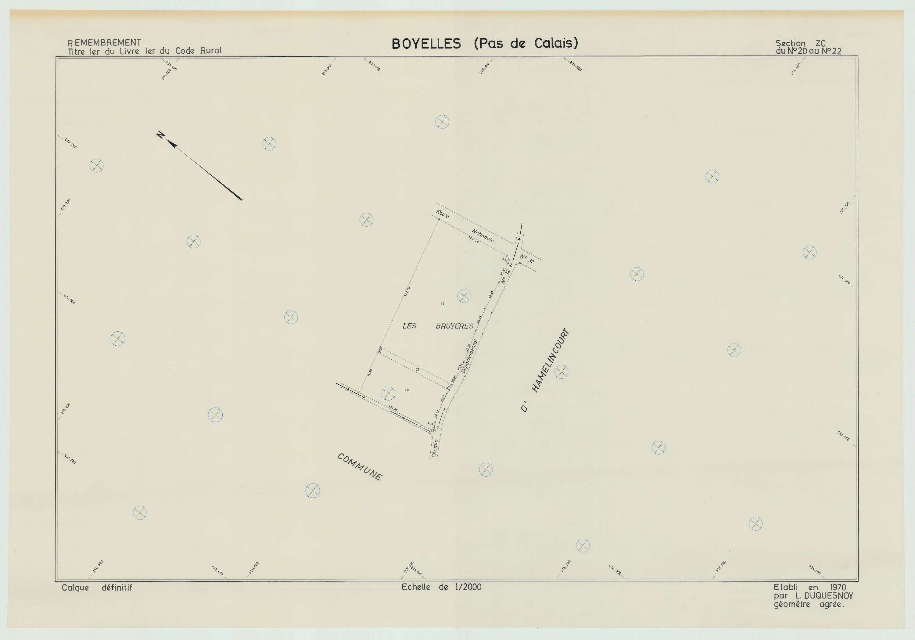 Boyelles - Plan de remembrement : section ZC.