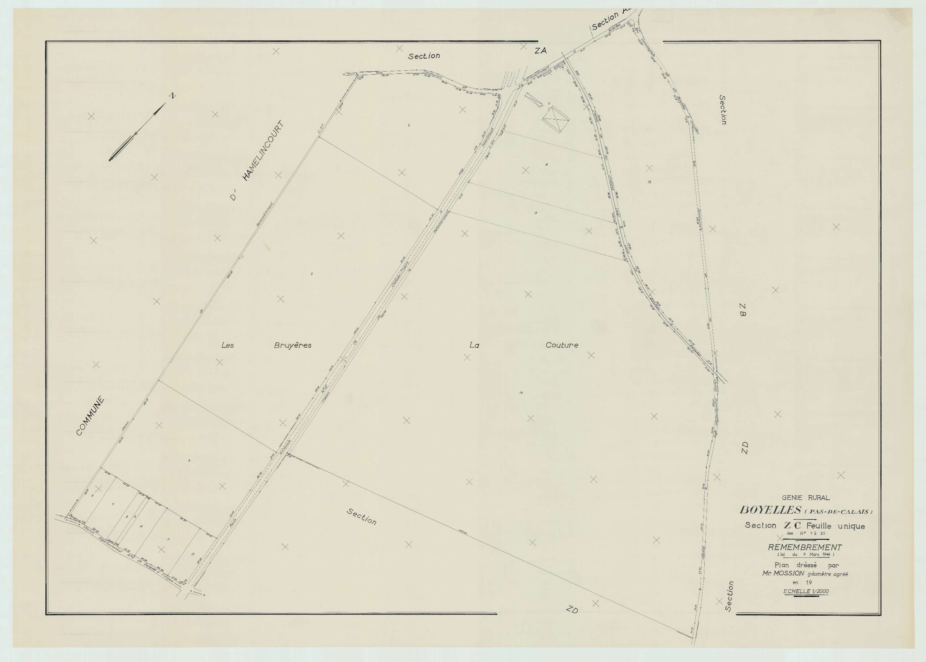 Boyelles - Plan de remembrement : section ZC.