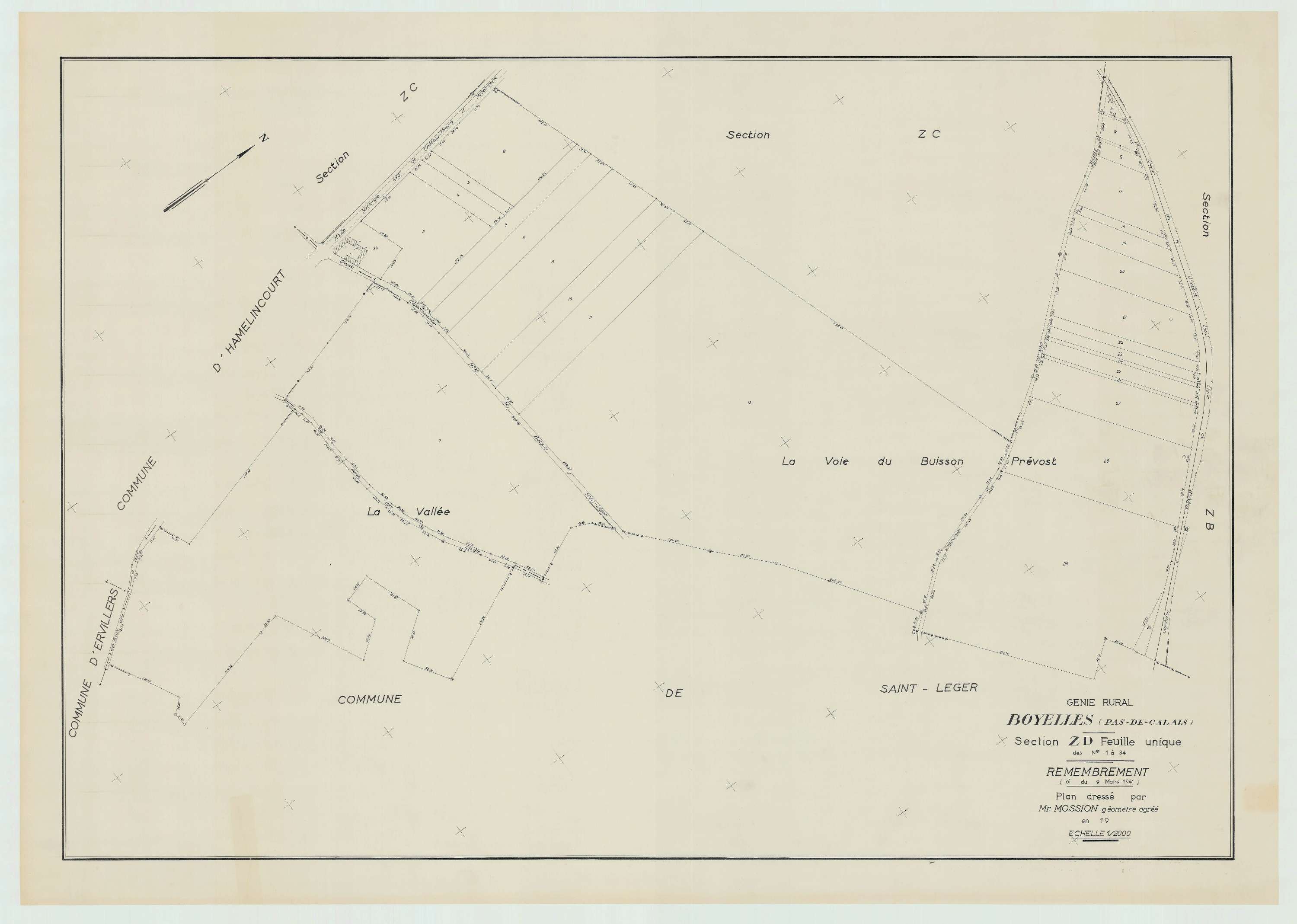 Boyelles - Plan de remembrement : section ZD.