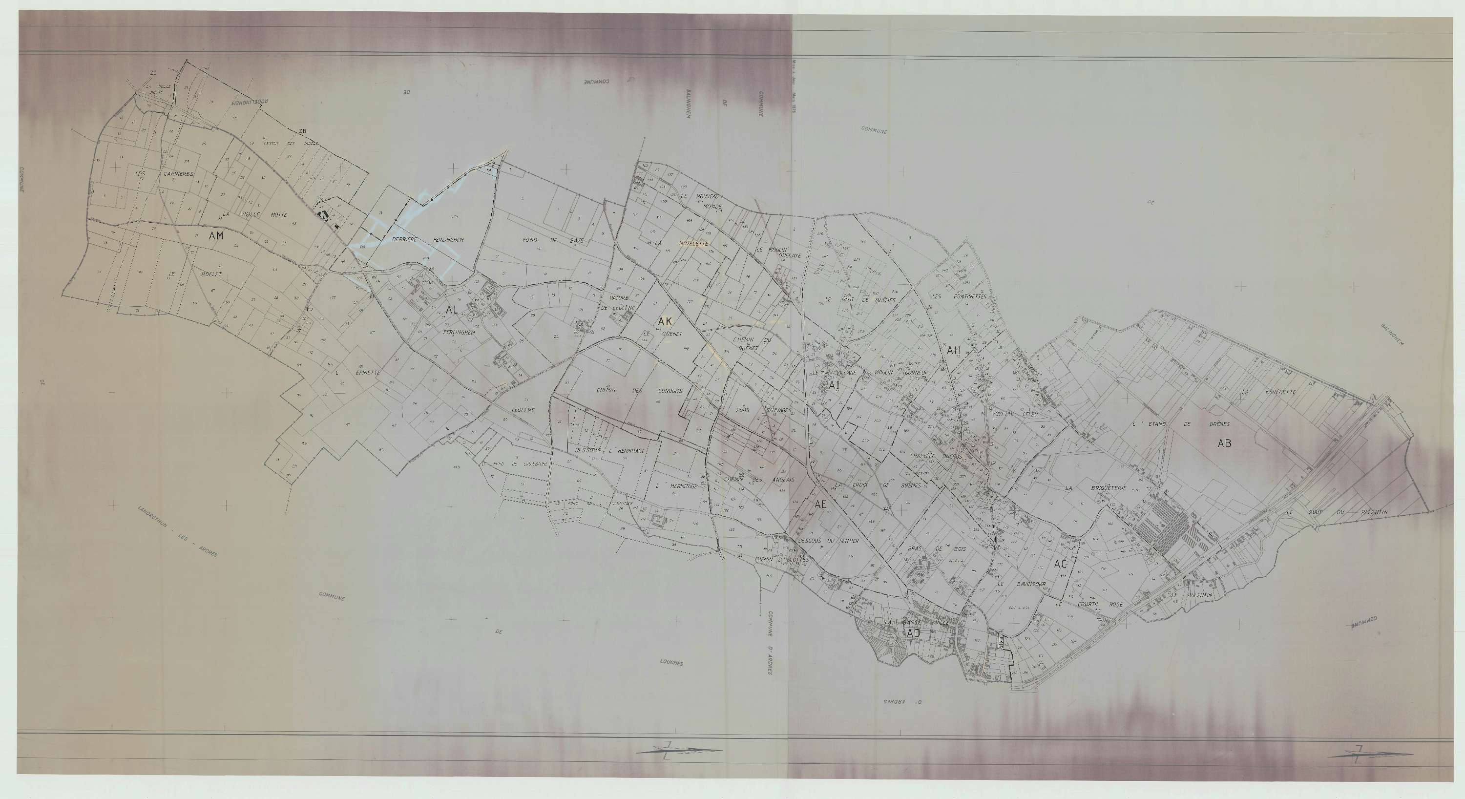 Brêmes - Plan cadastral : tableau d'assemblage antérieur au remembrement.