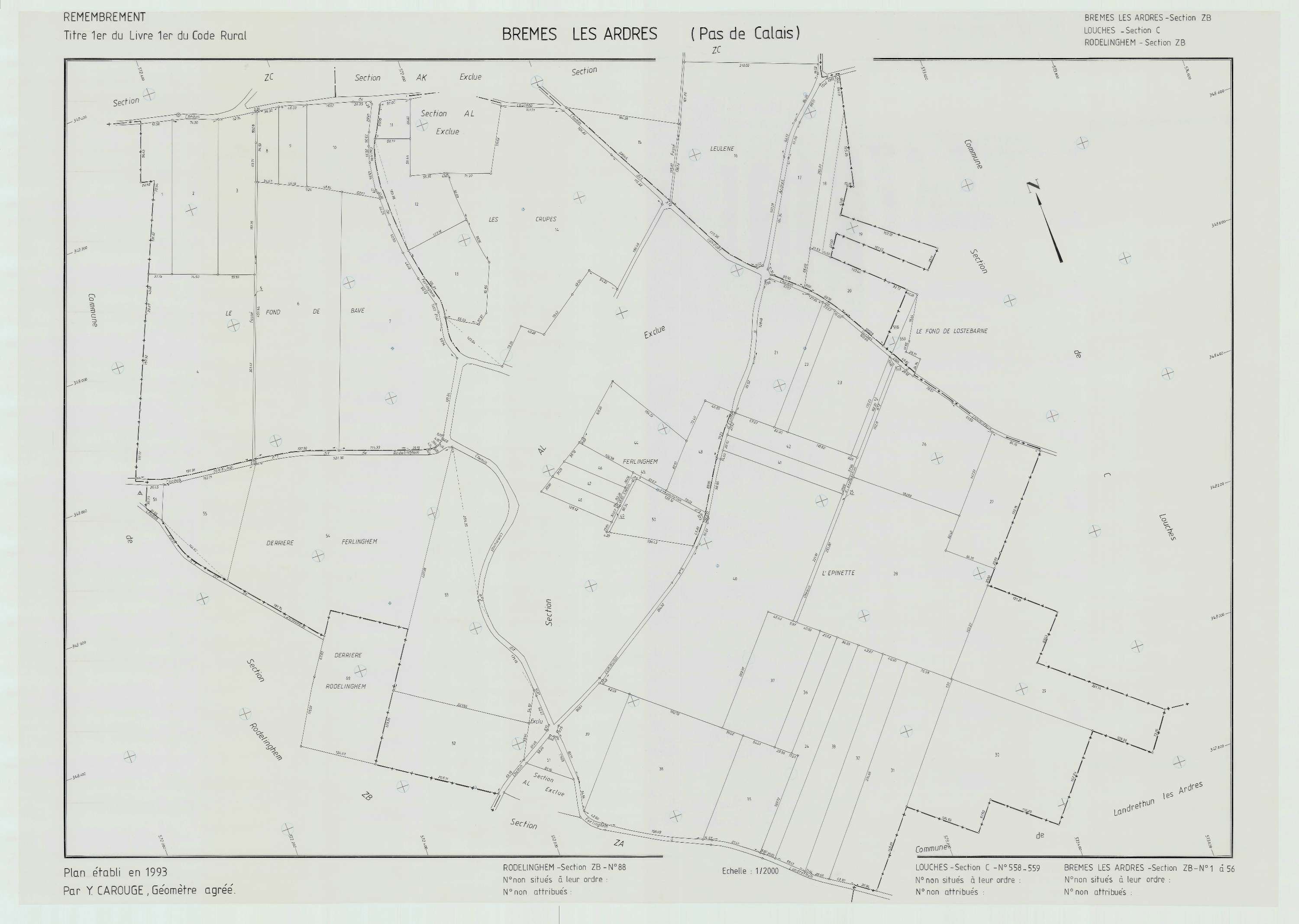 Brêmes - Plan de remembrement : section ZB.
