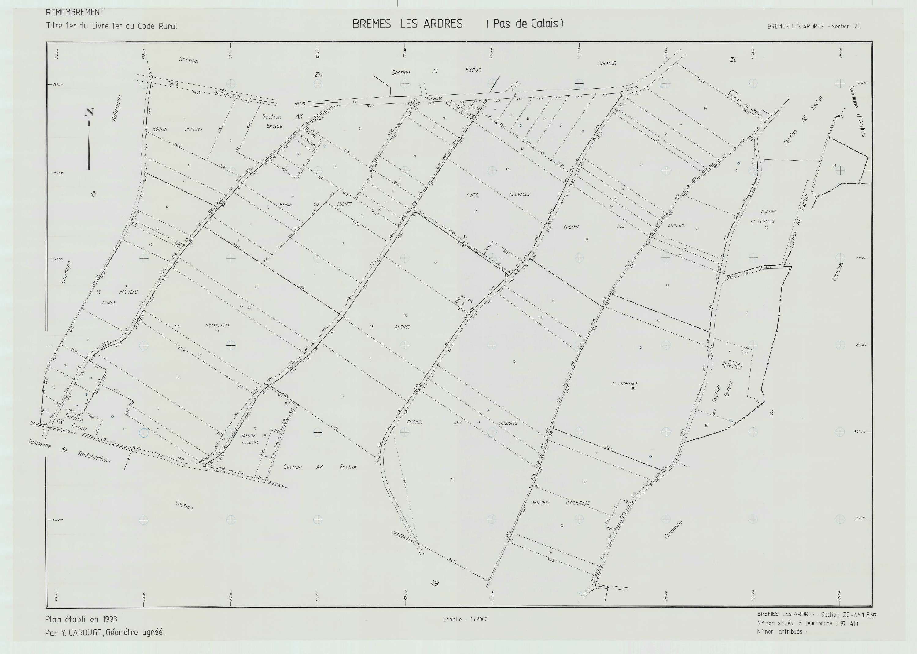 Brêmes - Plan de remembrement : section ZC.