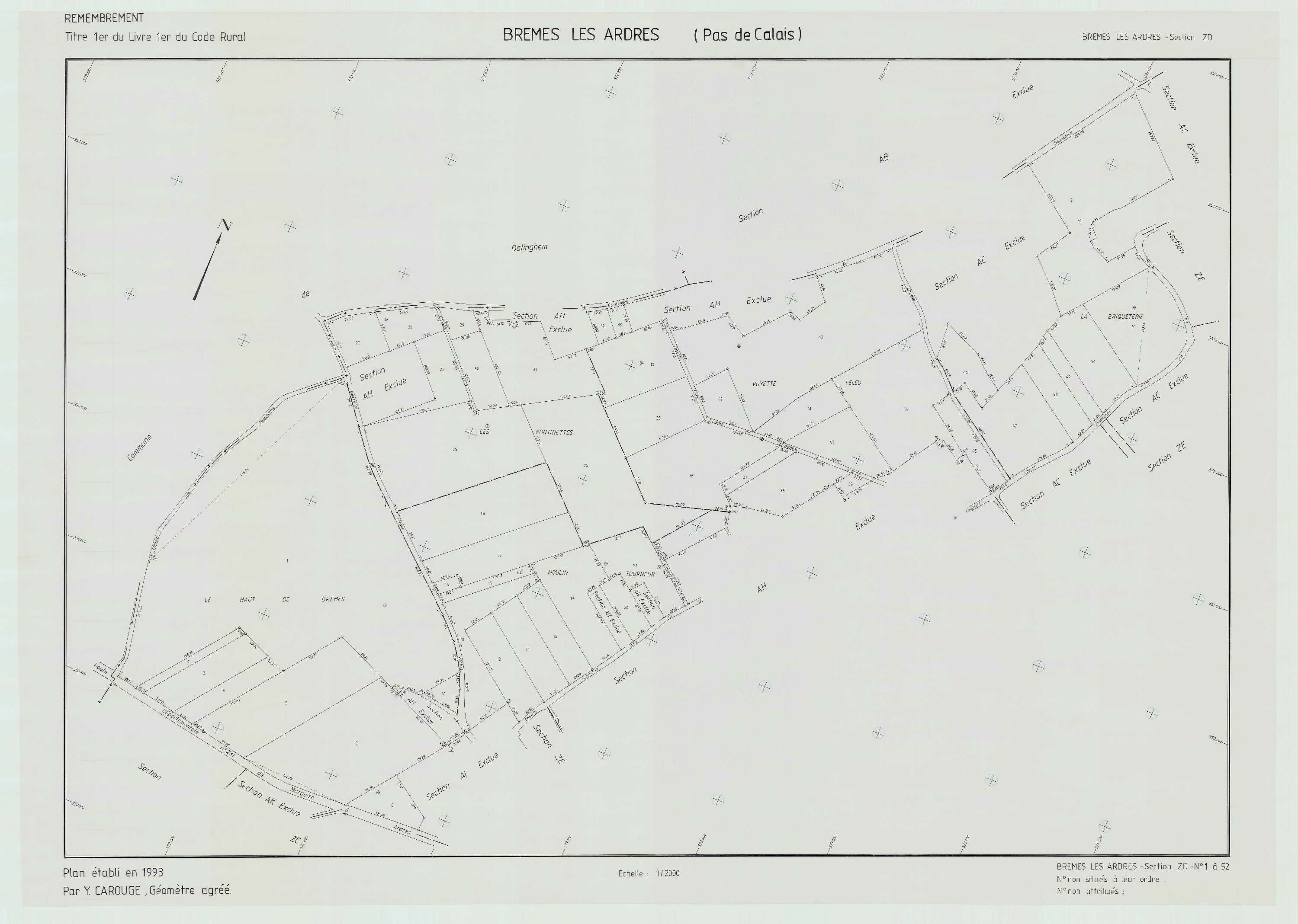 Brêmes - Plan de remembrement : section ZD.