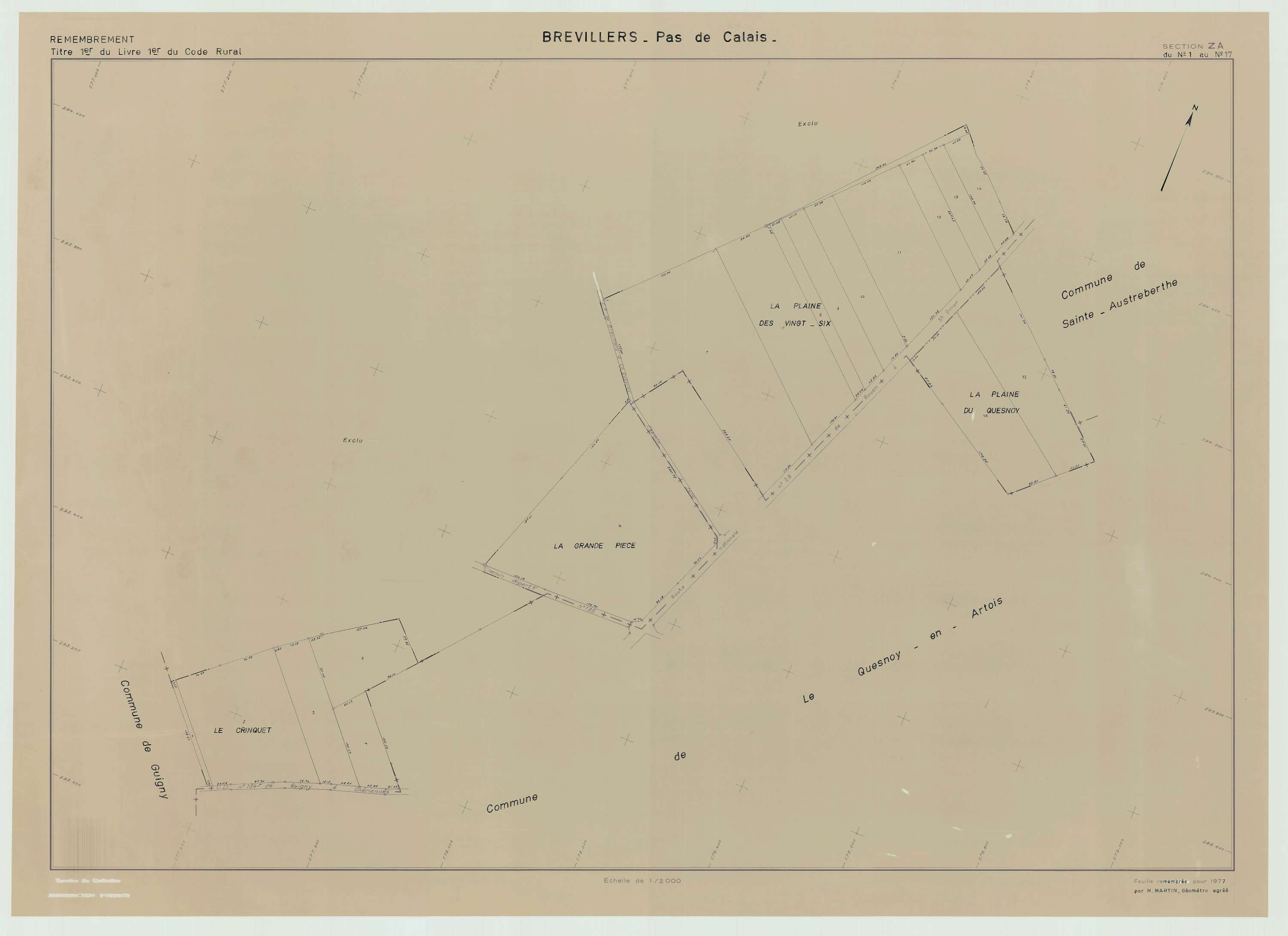 Brévillers - Plan de remembrement : section ZA.
