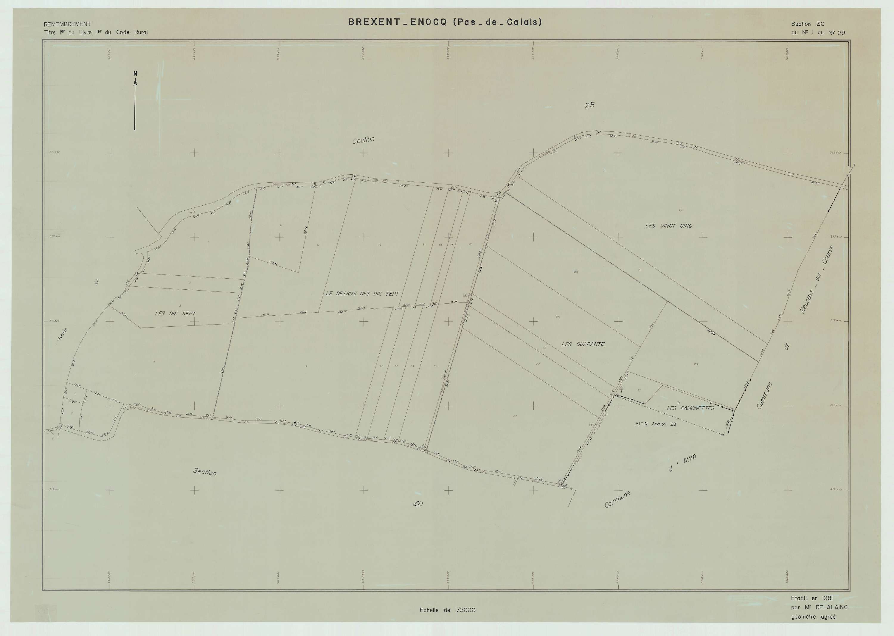 Bréxent-Énocq - Plan de remembrement : section ZC.