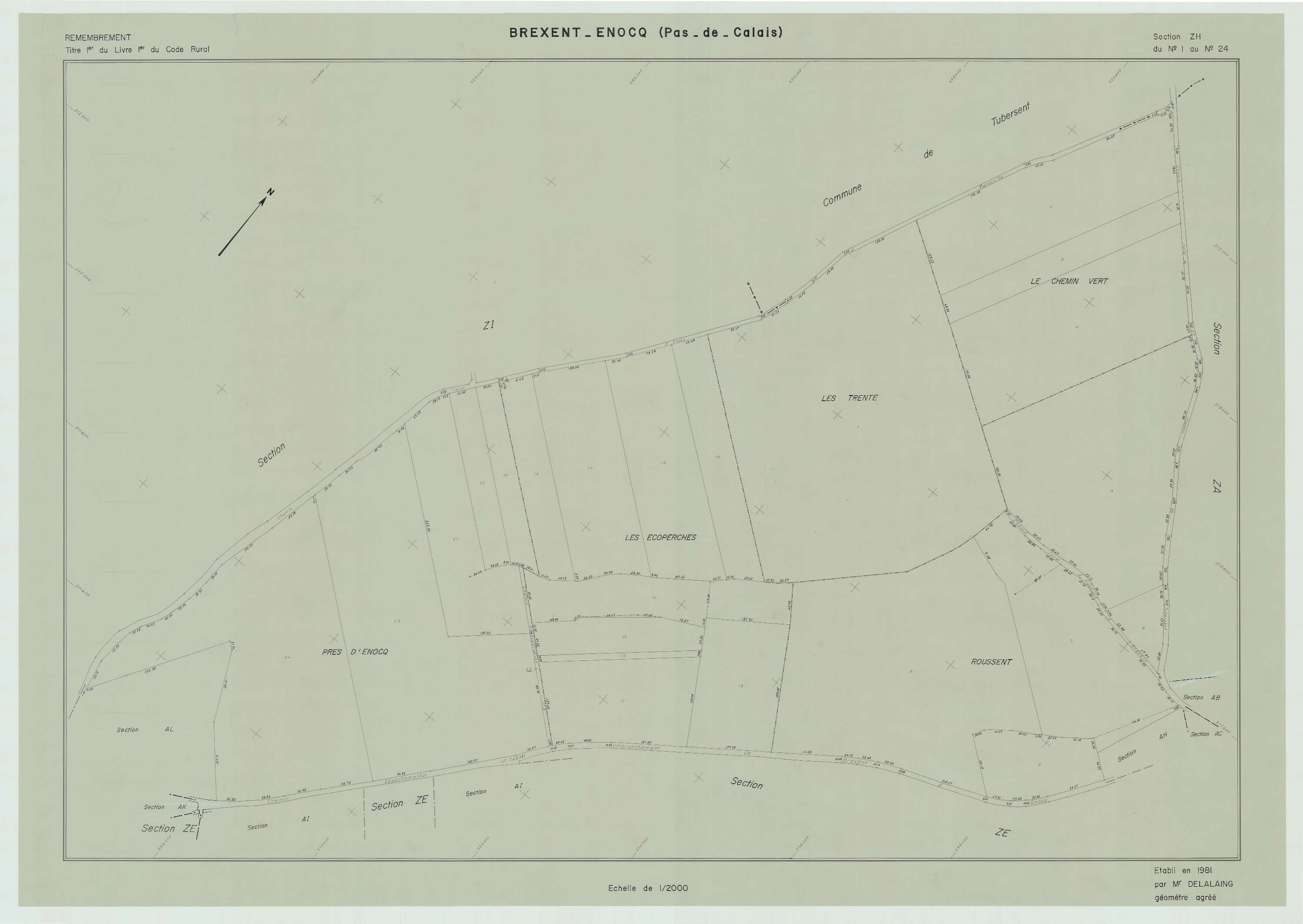 Bréxent-Énocq - Plan de remembrement : section ZH.