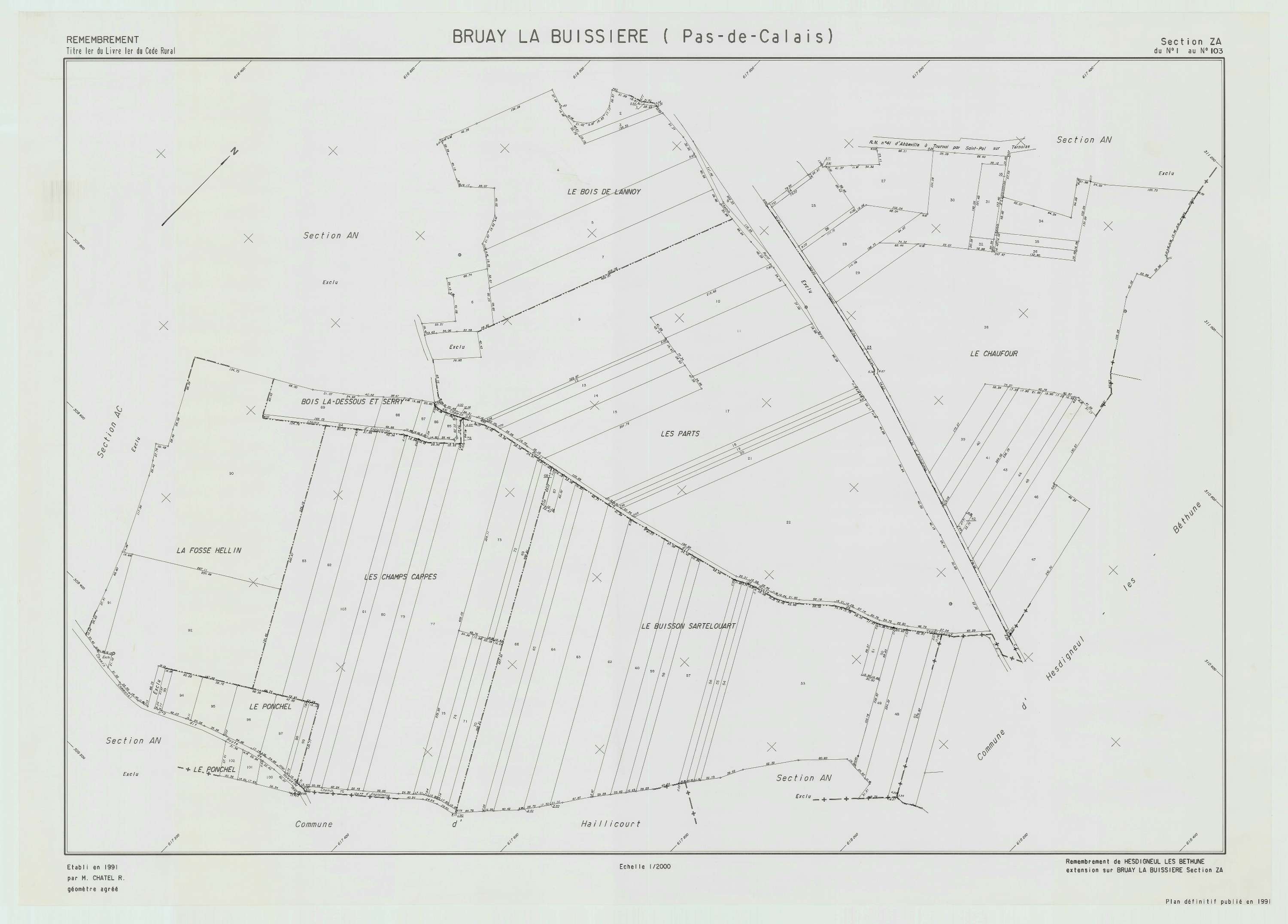 Bruay-la-Buissière - Plan de remembrement : section ZA.