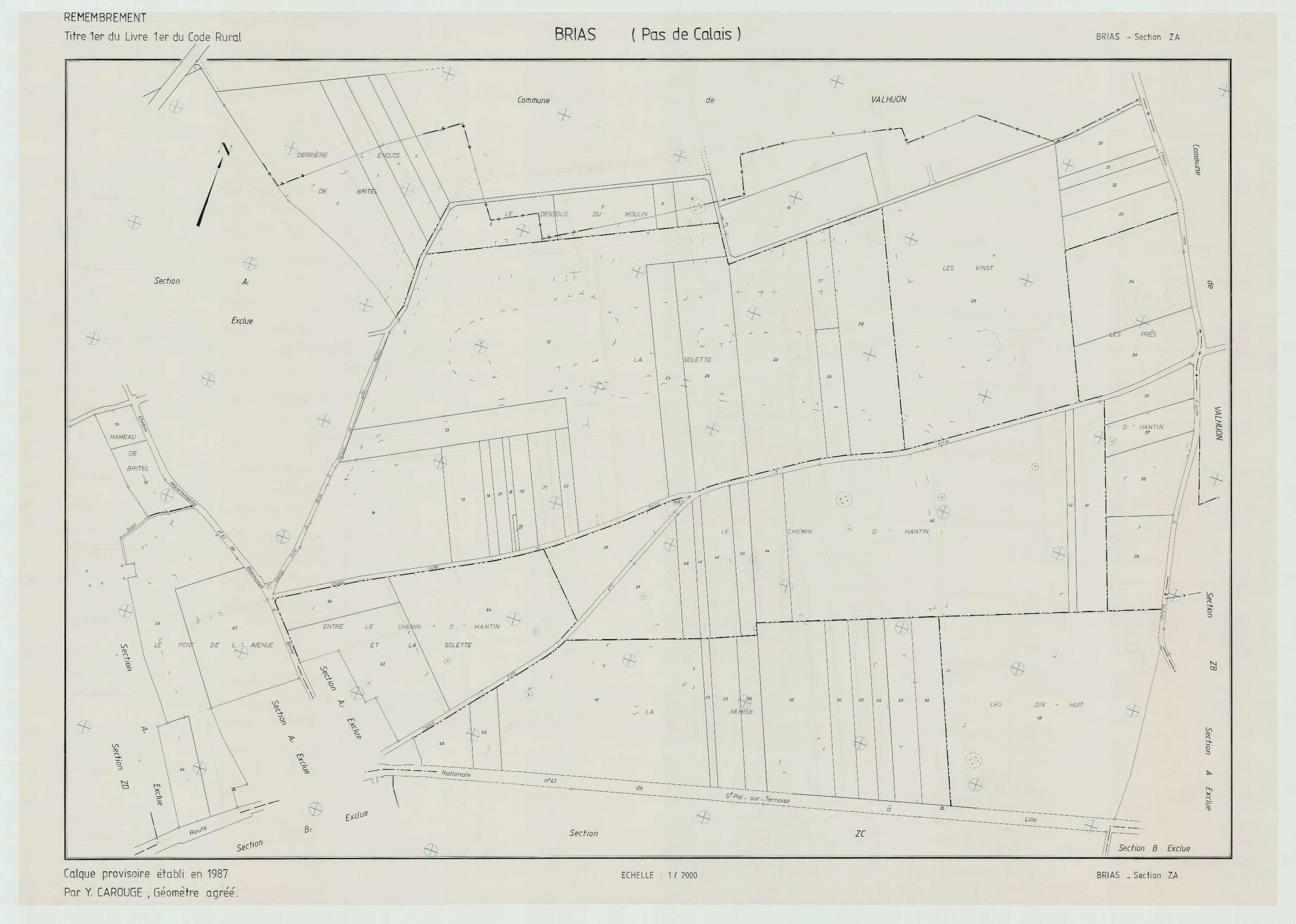Brias - Plan de remembrement : section ZA.