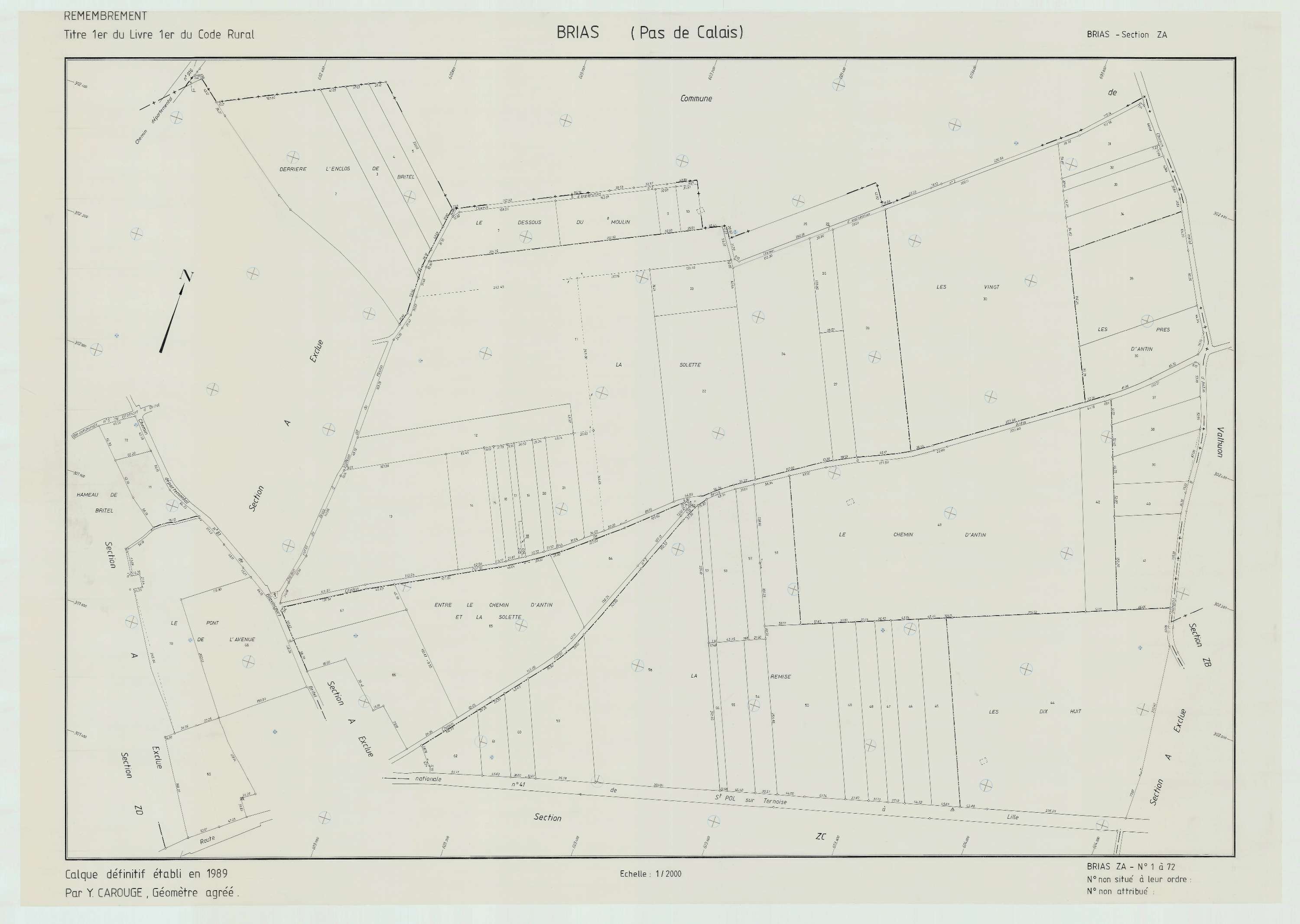 Brias - Plan de remembrement : section ZA.