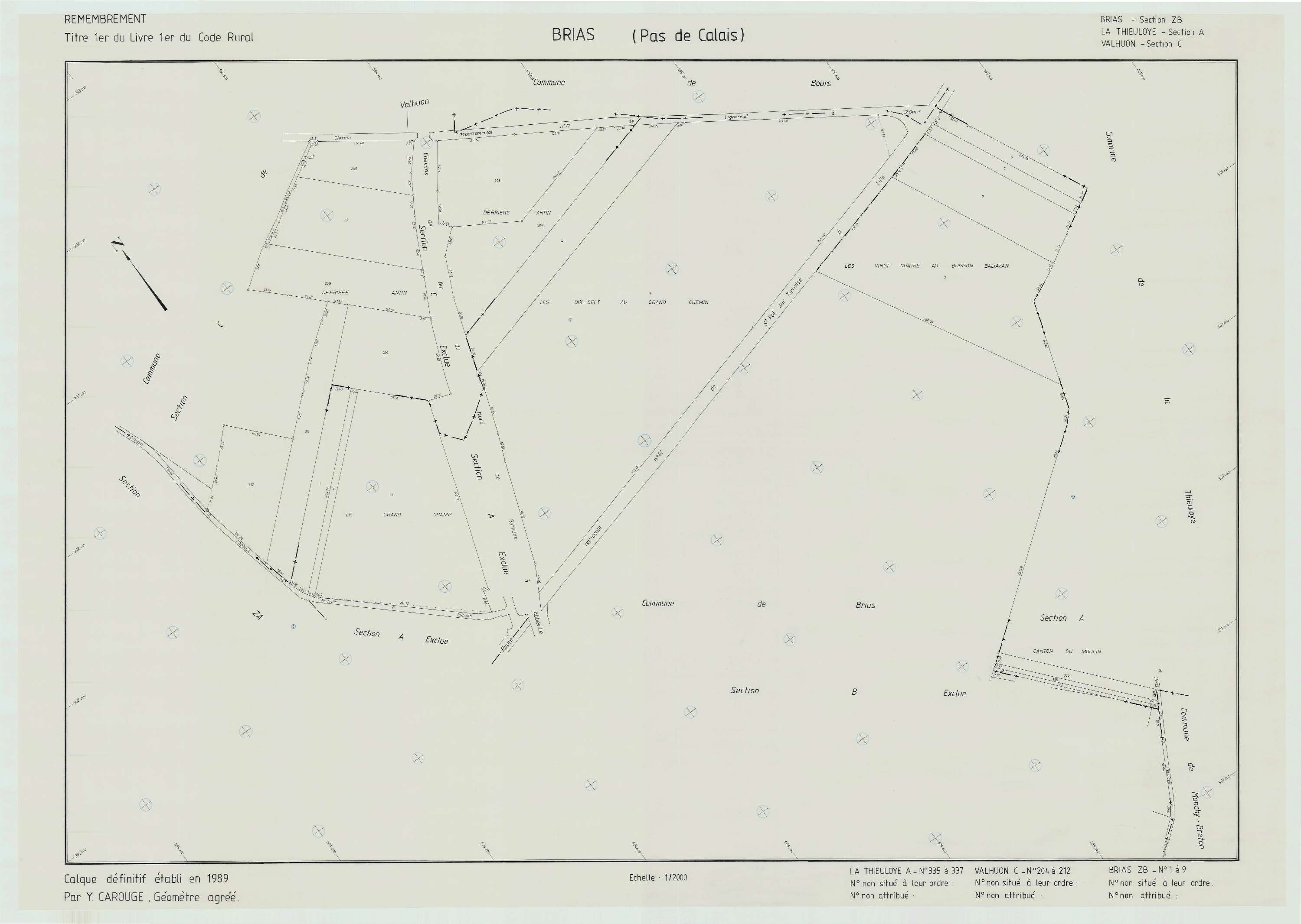 Brias - Plan de remembrement : section ZB.